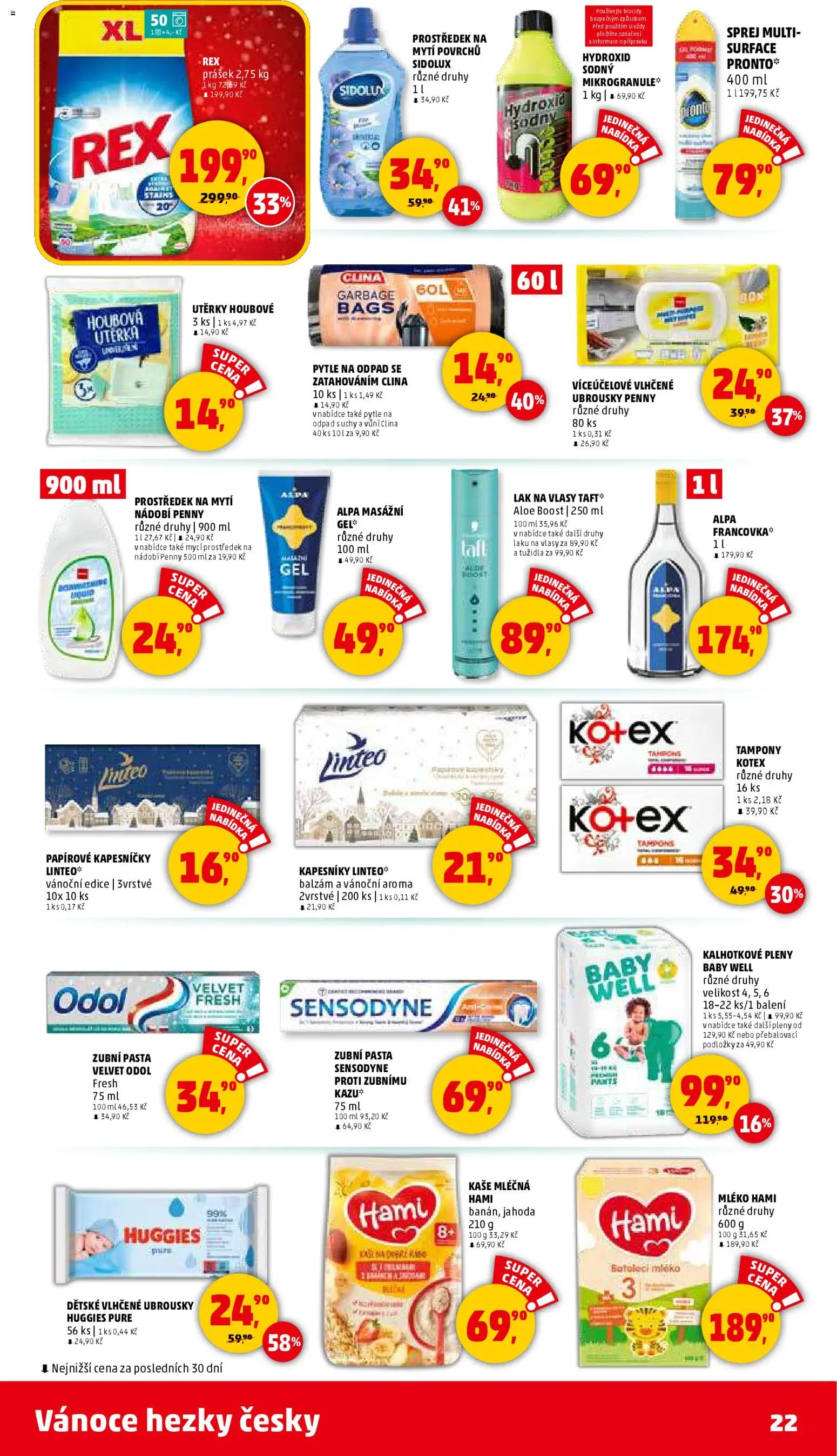 Penny Market leták - Čtvrtečník od 27.11.2025 | Strana: 22 | Produkty: Lak na vlasy Taft, Alpa, Papírové kapesníčky, Kaše