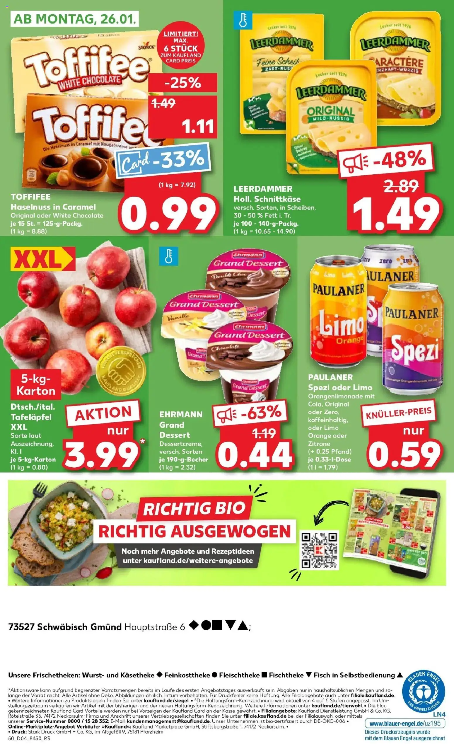 Prospekt Kaufland ab 22.01.2026 » Angebote Online zum Blättern | Seite: 50 | Produkte: Ehrmann grand dessert, Zitrone, Wurst, Paulaner