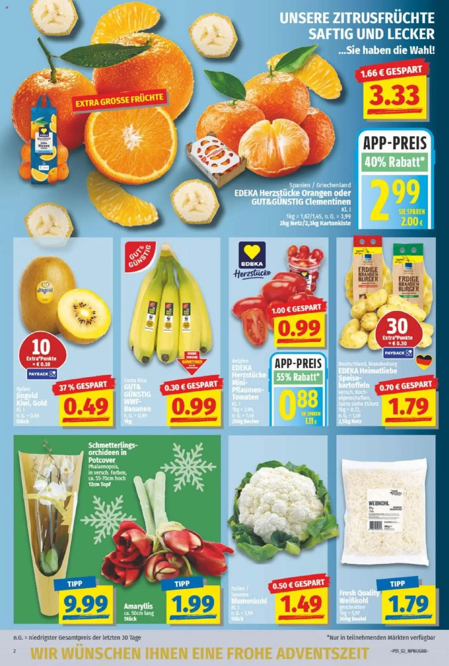 NP Discount Prospekt – gültig ab 15.12.2025 | Seite: 2 | Produkte: Burger, Orangen, Tomaten, Blumenkohl