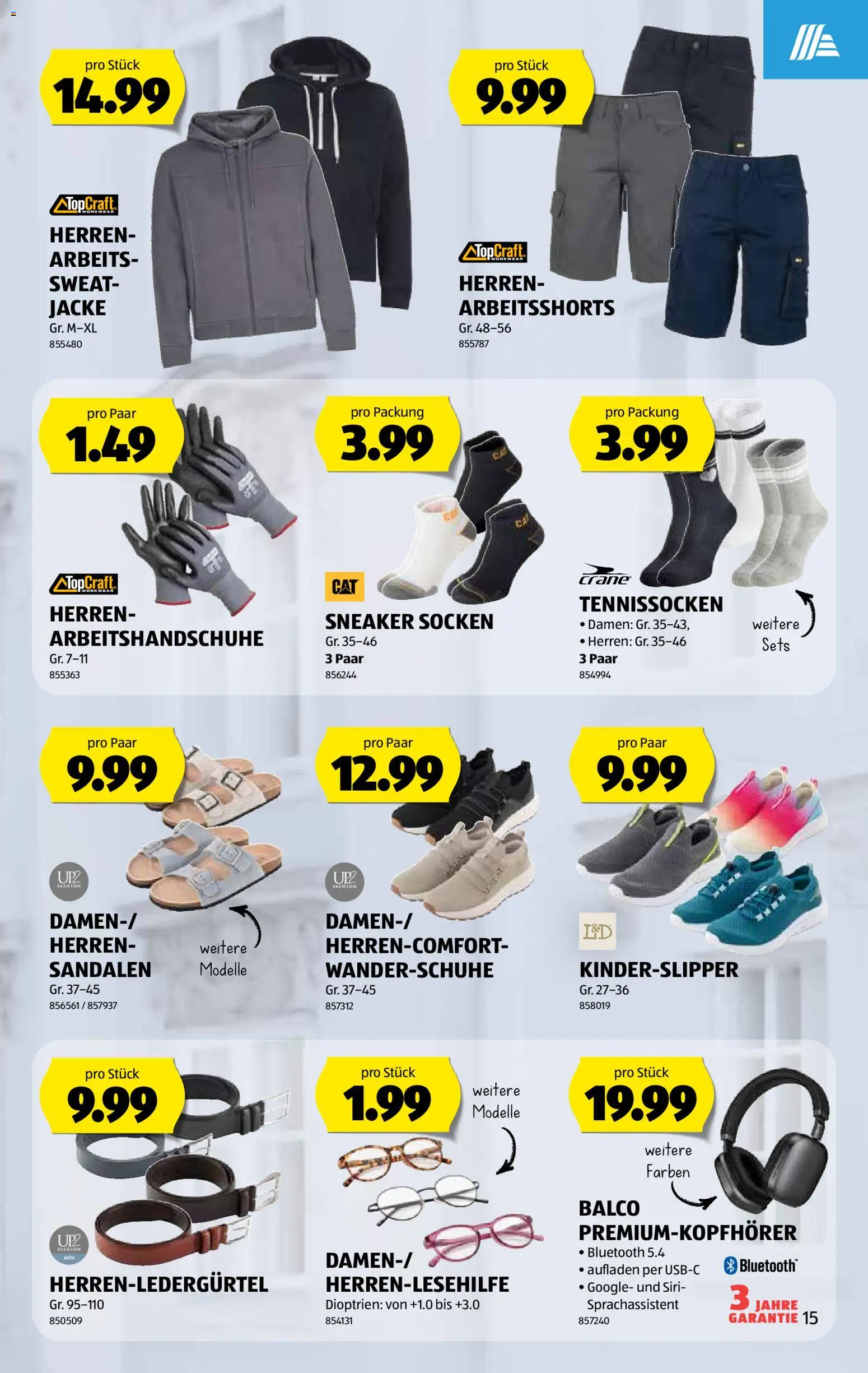 Aldi aktionen – gültig ab 16.04.2026 | Seite: 16 | Produkte: Jacke, Socken, Sandalen