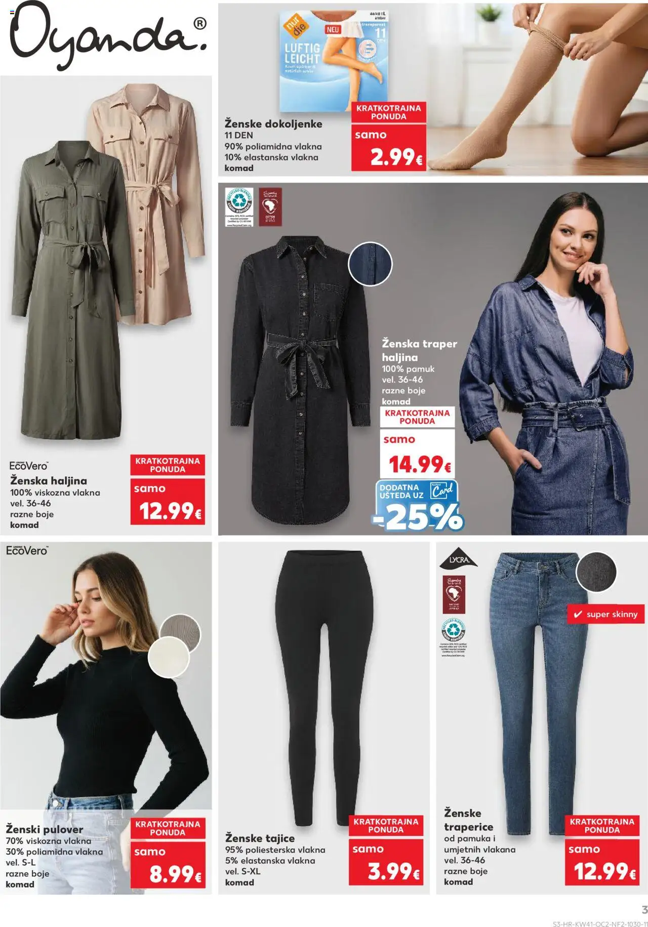 Kaufland katalog | vrijedi od 08.10.2025 | Stranica: 3 | Proizvodi: Tajice, Haljina, Traperice