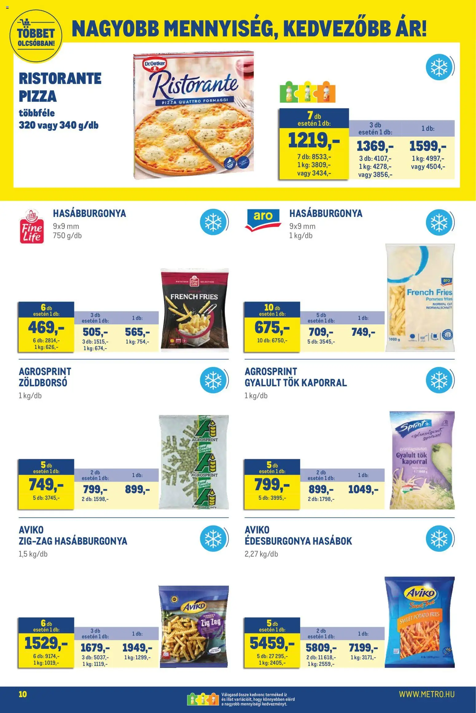 Metro akciós ujság - amely érvényes a következő dátumtól: 07.04.2026 | Oldal: 10 | Termékek: Tök, Édesburgonya, Pizza, Hasábburgonya