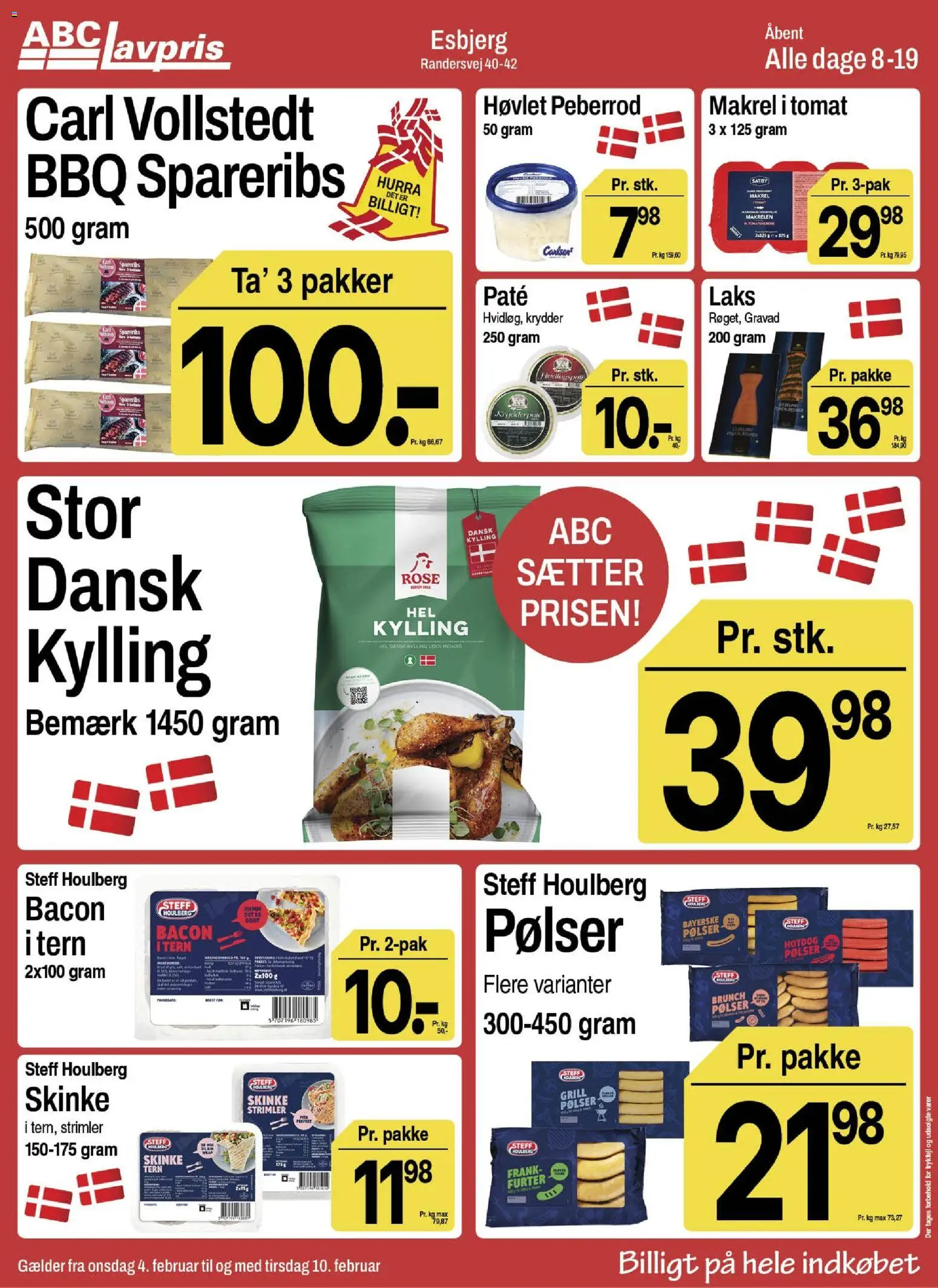 Abc Lavpris tilbudsavis – gyldig fra 04.02.2026 | Side: 10 | Produkter: Paté, Pølser, Te, Grill