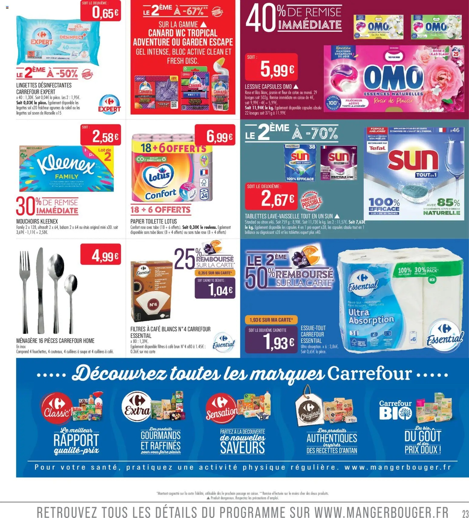 {H1} | Page: 23 | Produits: Papier toilette, Mouchoirs, Tefal, Lessive