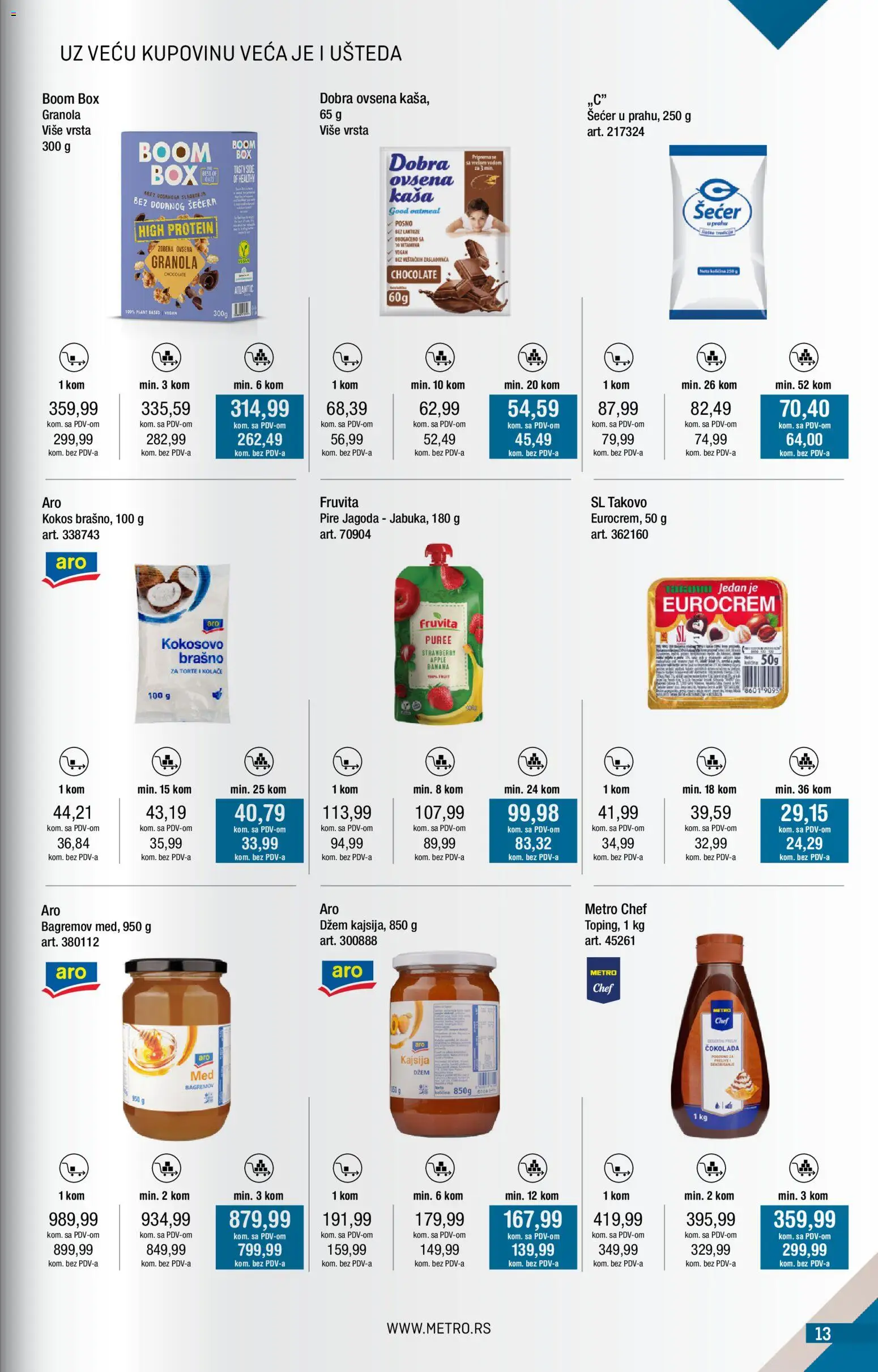 Metro katalog - važi od 01.03.2026 | Strana: 13 | Proizvode: Dzem, Šećer, Eurocrem, Fruvita