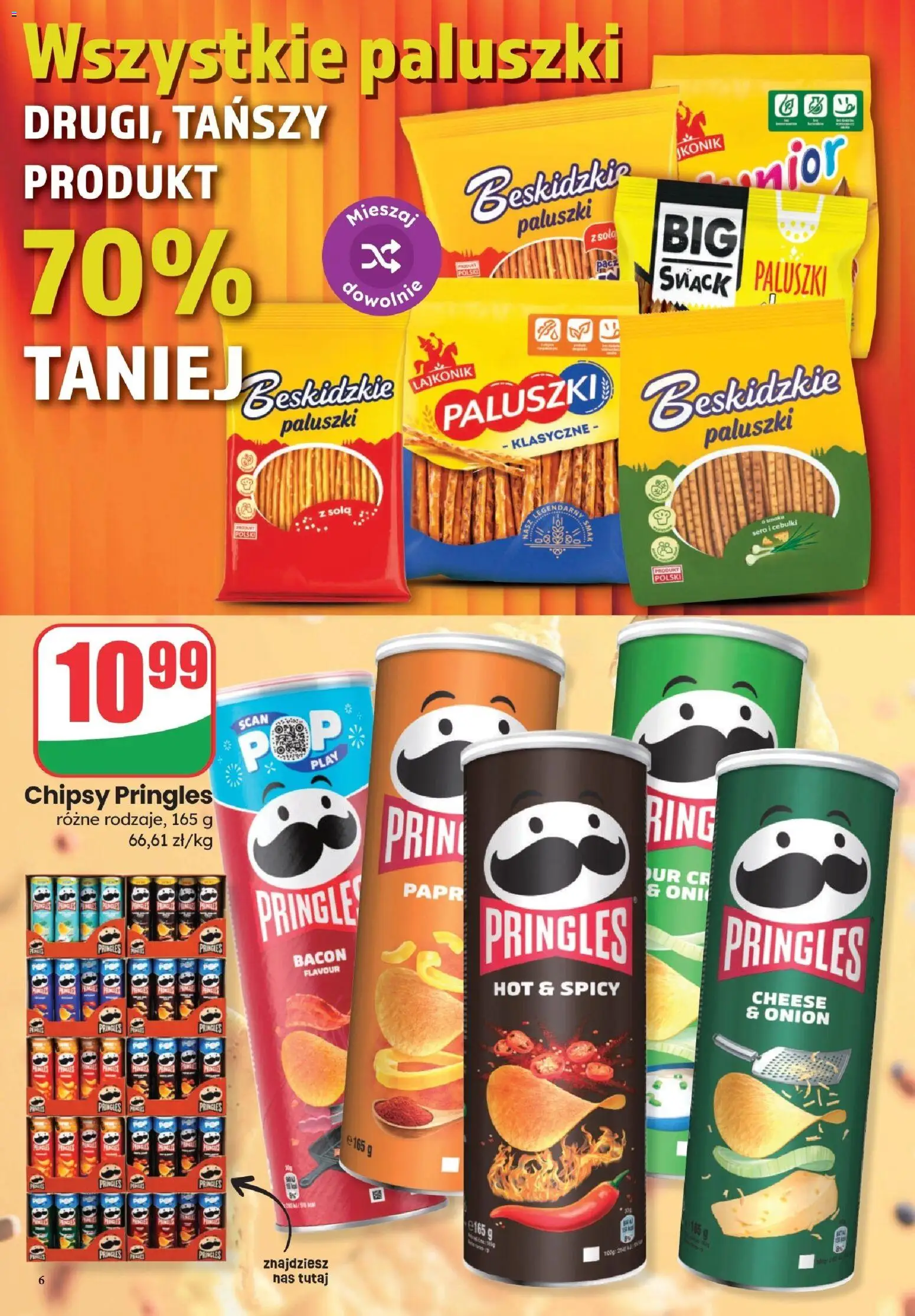 Dino gazetka - Czas na majówkę od 29.04.2026 | Strona: 6 | Produkty: Chipsy, Chipsy pringles, Paluszki, Pringles