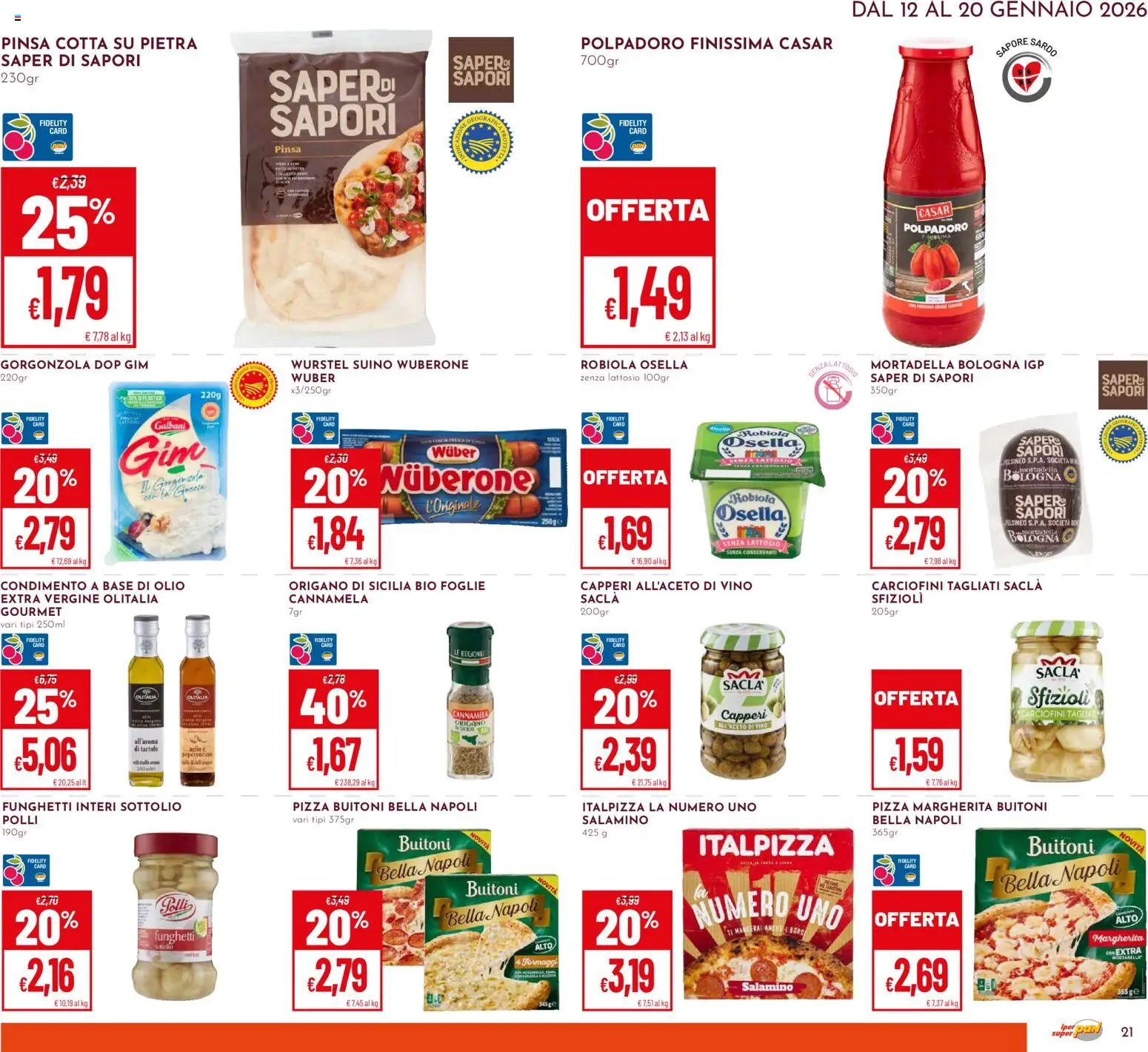 Volantino Pan del 12.01.2026 | Pagina: 21 | Prodotti: Suino, Olio, Vino, Wurstel