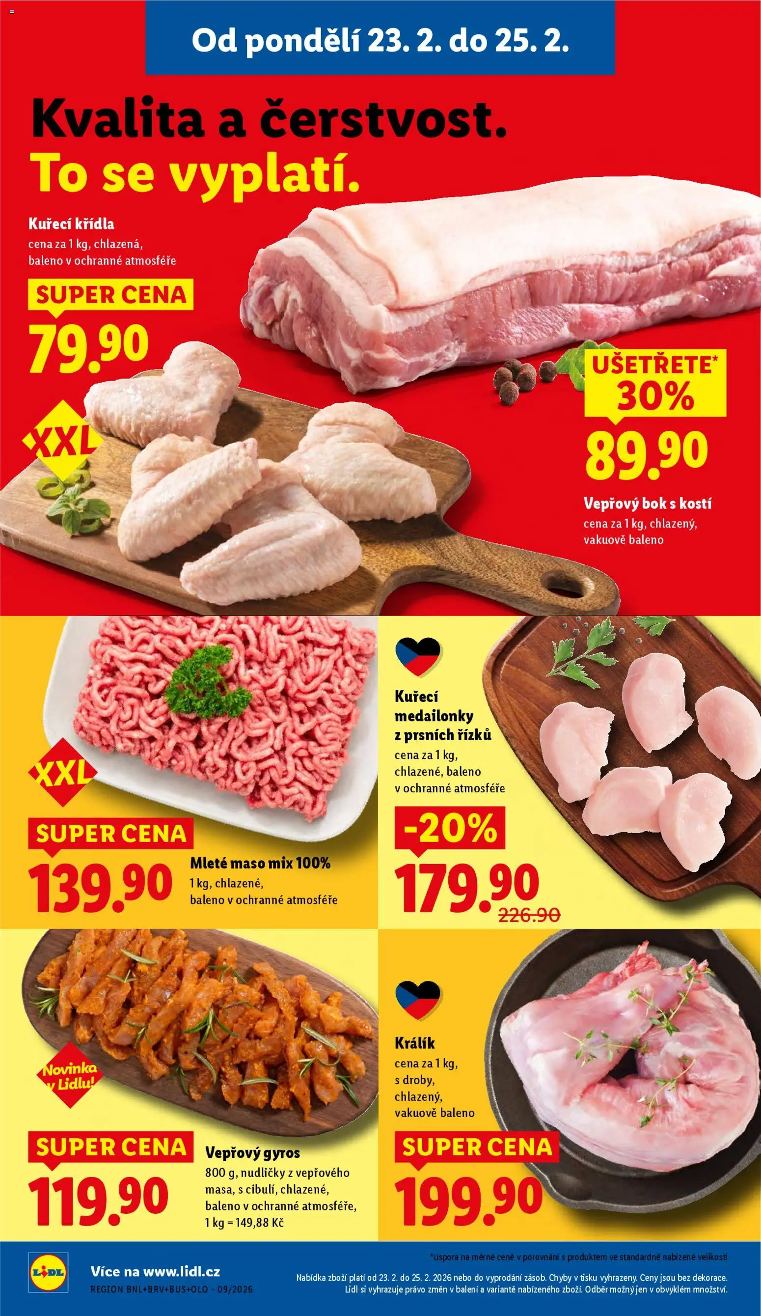 Lidl leták od 23.02.2026 | Strana: 10 | Produkty: Králík, Vepřový bok, Kuřecí Křídla, Mleté maso mix