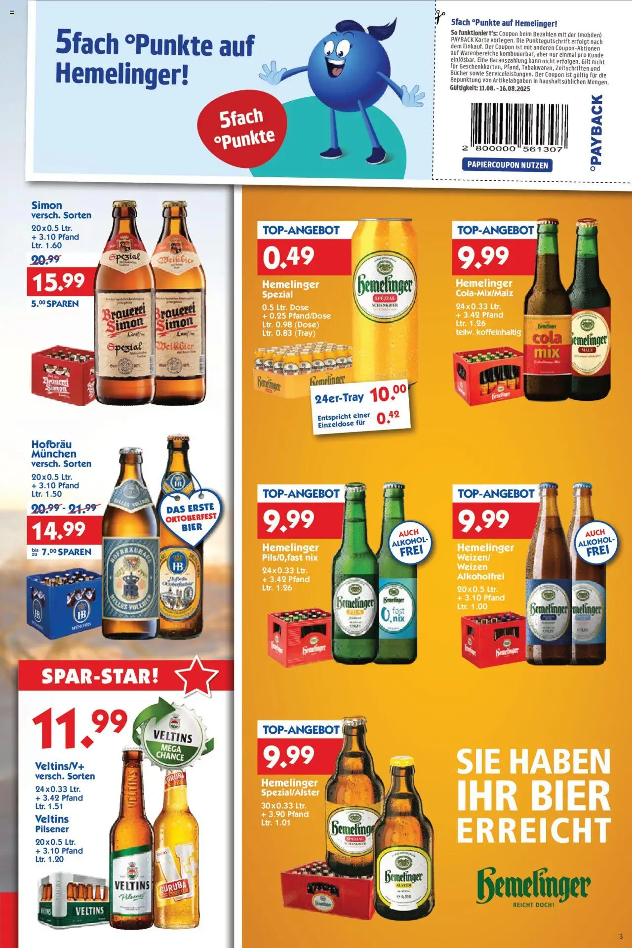 HOL’AB! Prospekt 	 - gültig ab dem 11.08.2025 | Seite: 3 | Produkte: Cola, Bier, Weißbier, Veltins
