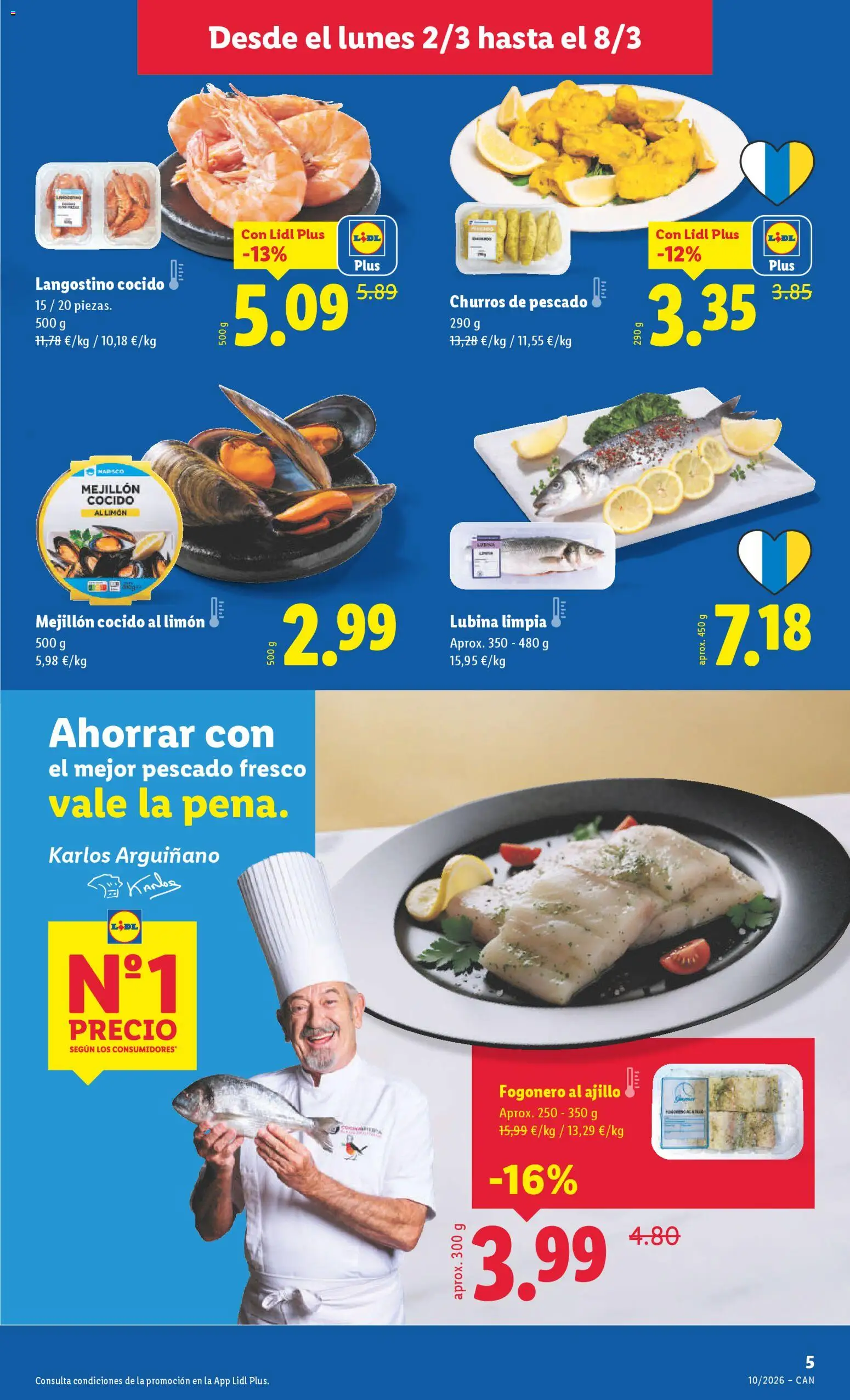 Lidl folleto │ válido desde el 02.03.2026 | Página: 5 | Productos: Pescado, Langostino