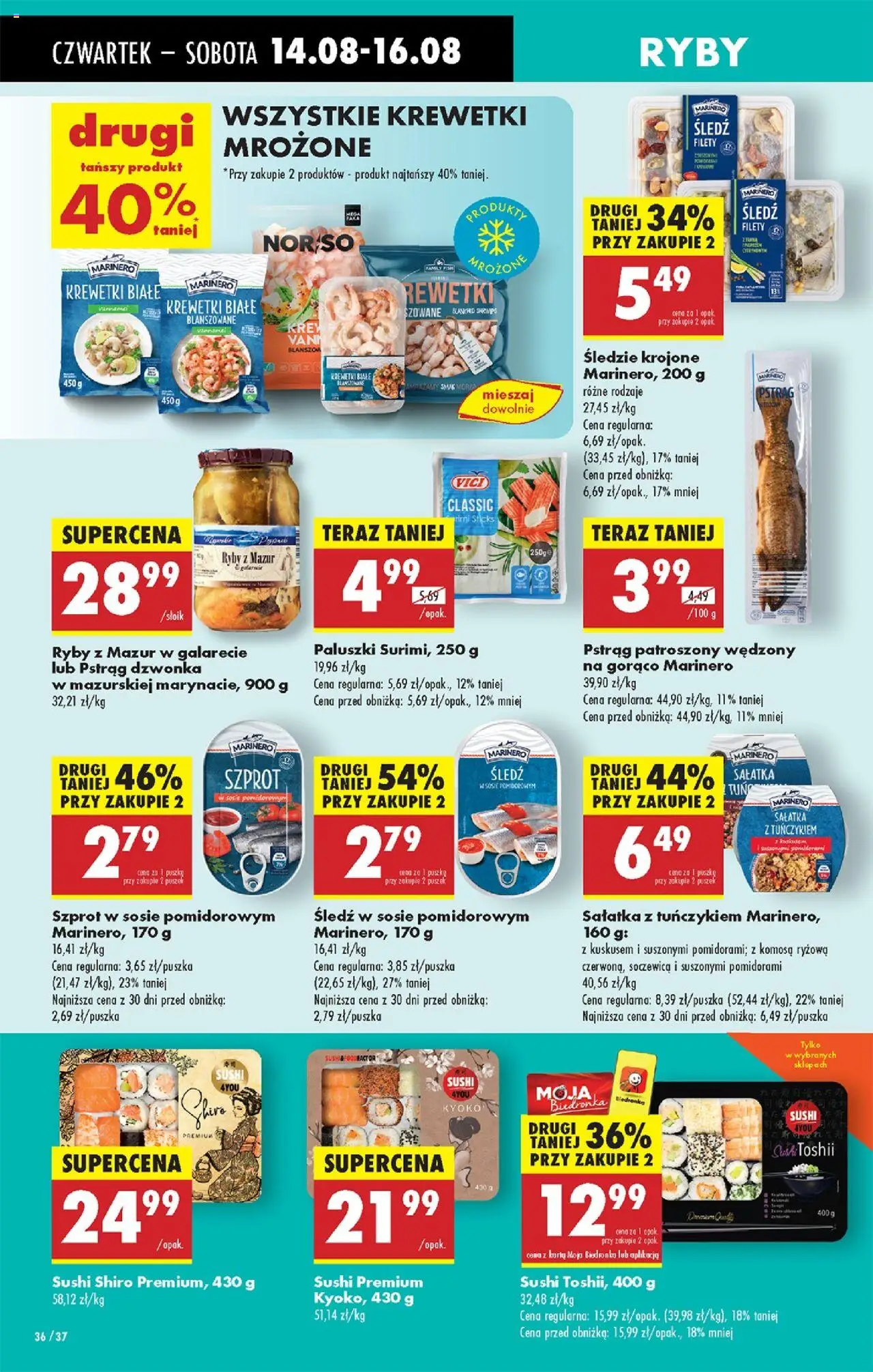 Biedronka gazetka - Oferta w tym tygodniu od 14.08.2025 | Strona: 44 | Produkty: Pstrąg, Sałatka z tuńczykiem, Paluszki surimi, Sałatka