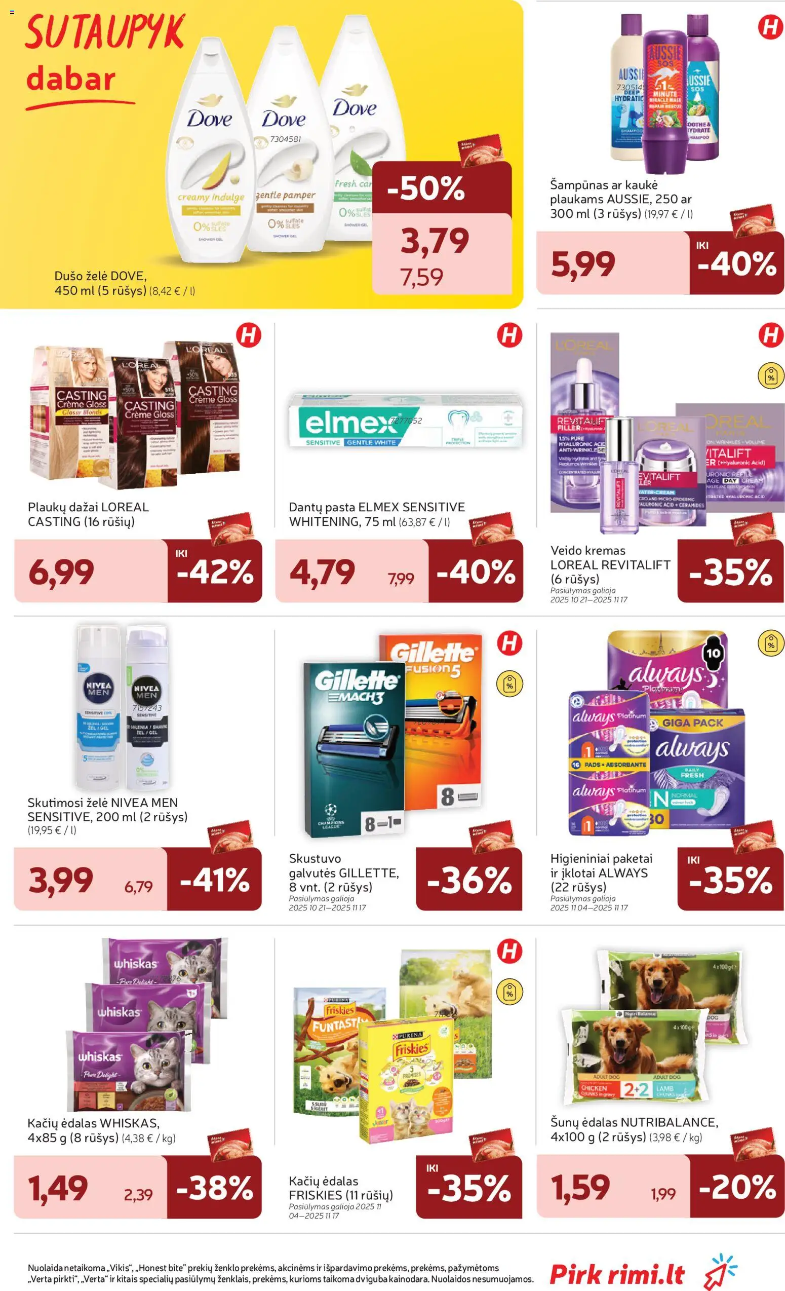 Rimi akcijos nuo 04.11.2025 | Puslapis: 33 | Prekių: Šampūnas, Kremas, Kaukė, Dušo želė