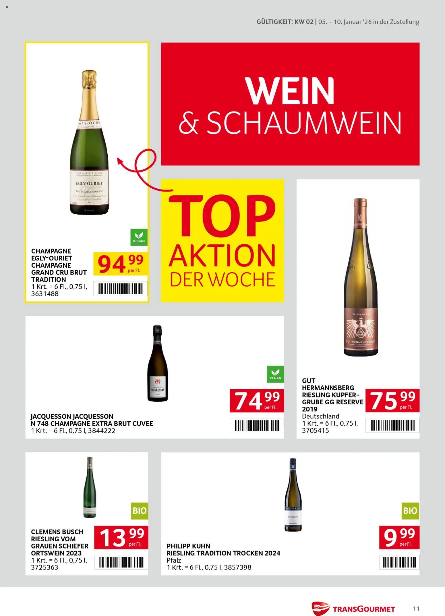 Transgourmet Zustellaktion gültig ab 05.01.2026 | Seite: 11 | Produkte: Wein