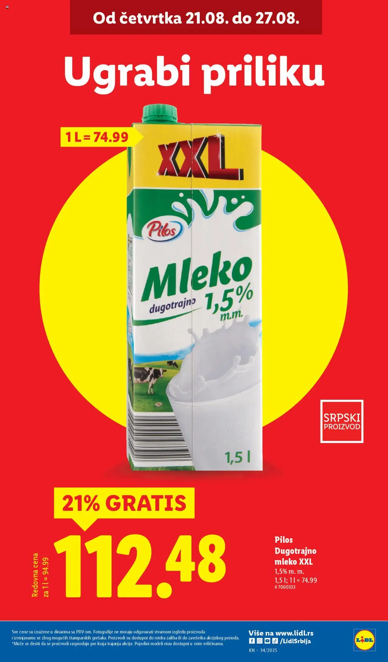Lidl katalog - važi od 21.08.2025 | Strana: 5 | Proizvode: Dugotrajno mleko, Mleko