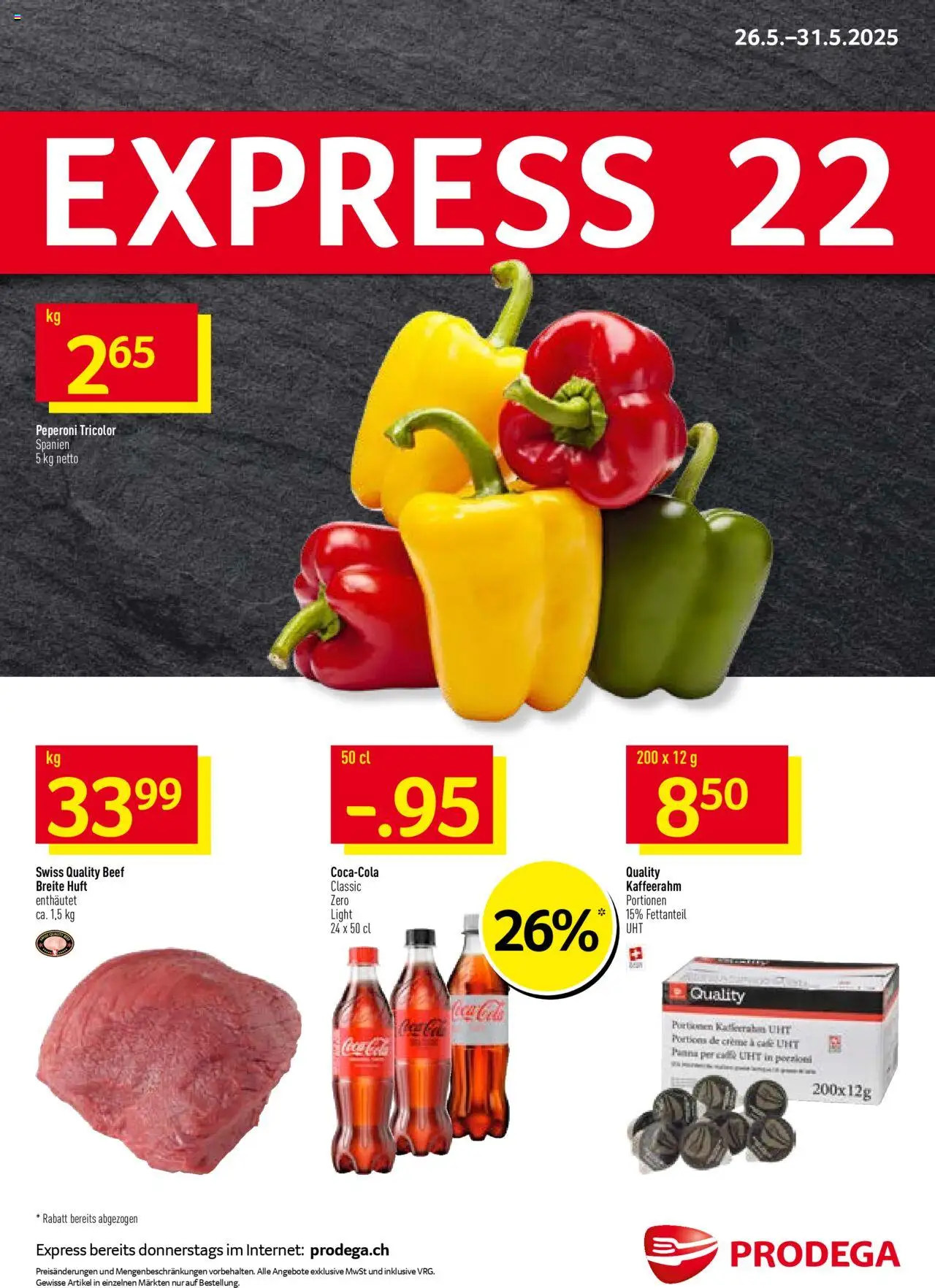 Prodega Aktionen ab 26.05.2025 | Seite: 1 | Produkte: Coca Cola, Creme