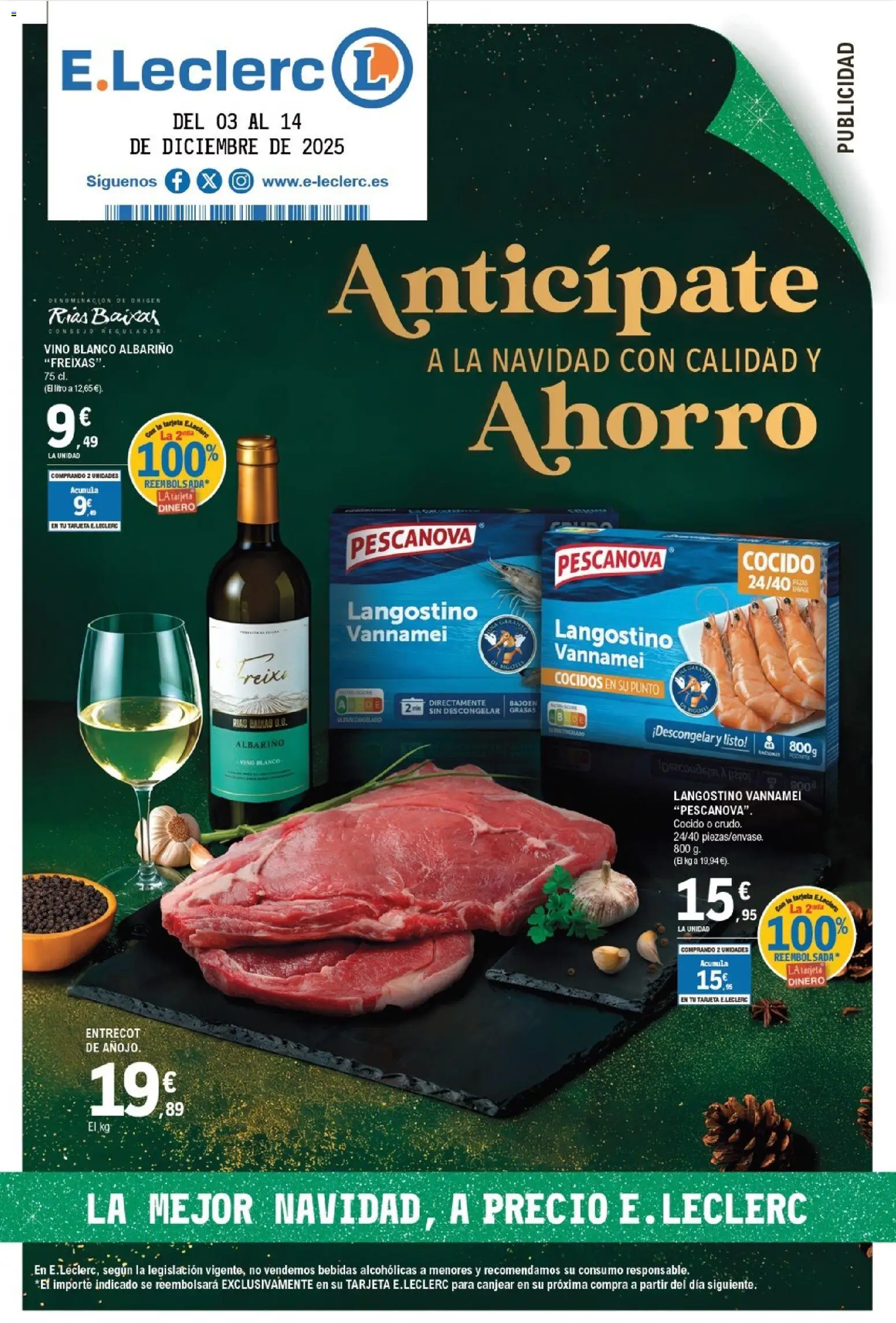 E.Leclerc folleto │ válido desde el 03.12.2025 | Página: 1 | Productos: Vino, Langostino