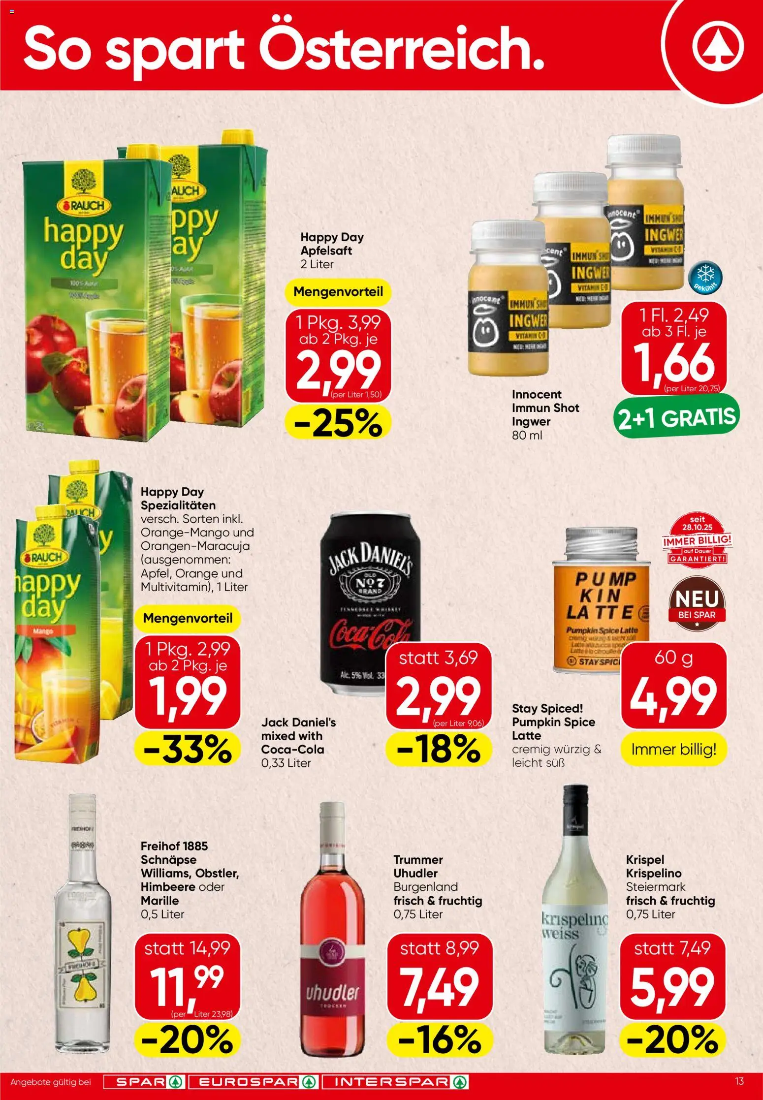 Spar Flugblatt - Tirol gültig ab 13.11.2025 | Seite: 13 | Produkte: Himbeere, Planche de surf