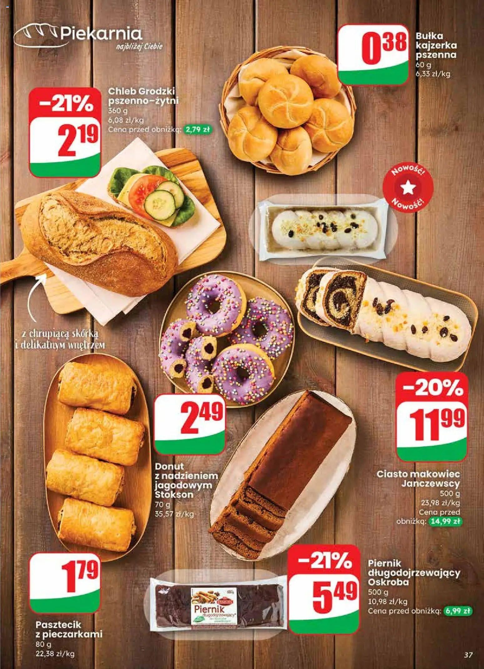 Dino Gazetka od 19.11.2025 | Strona: 37 | Produkty: Piernik, Piekarnia, Donut, Chleb