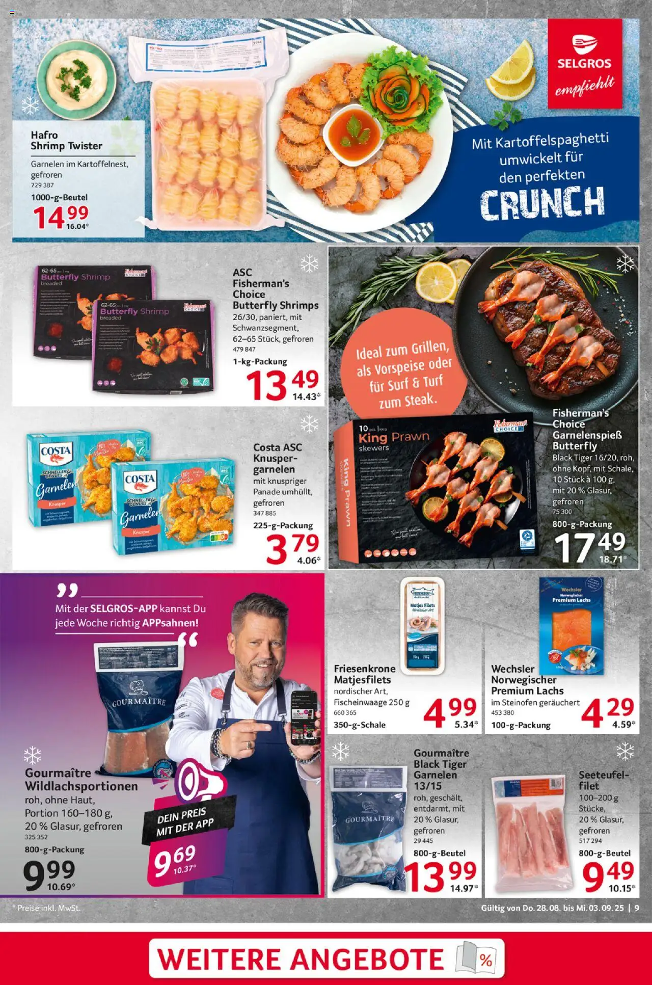 Selgros Prospekt 	 - gültig ab dem 28.08.2025 | Seite: 9 | Produkte: Garnelen, Lachs