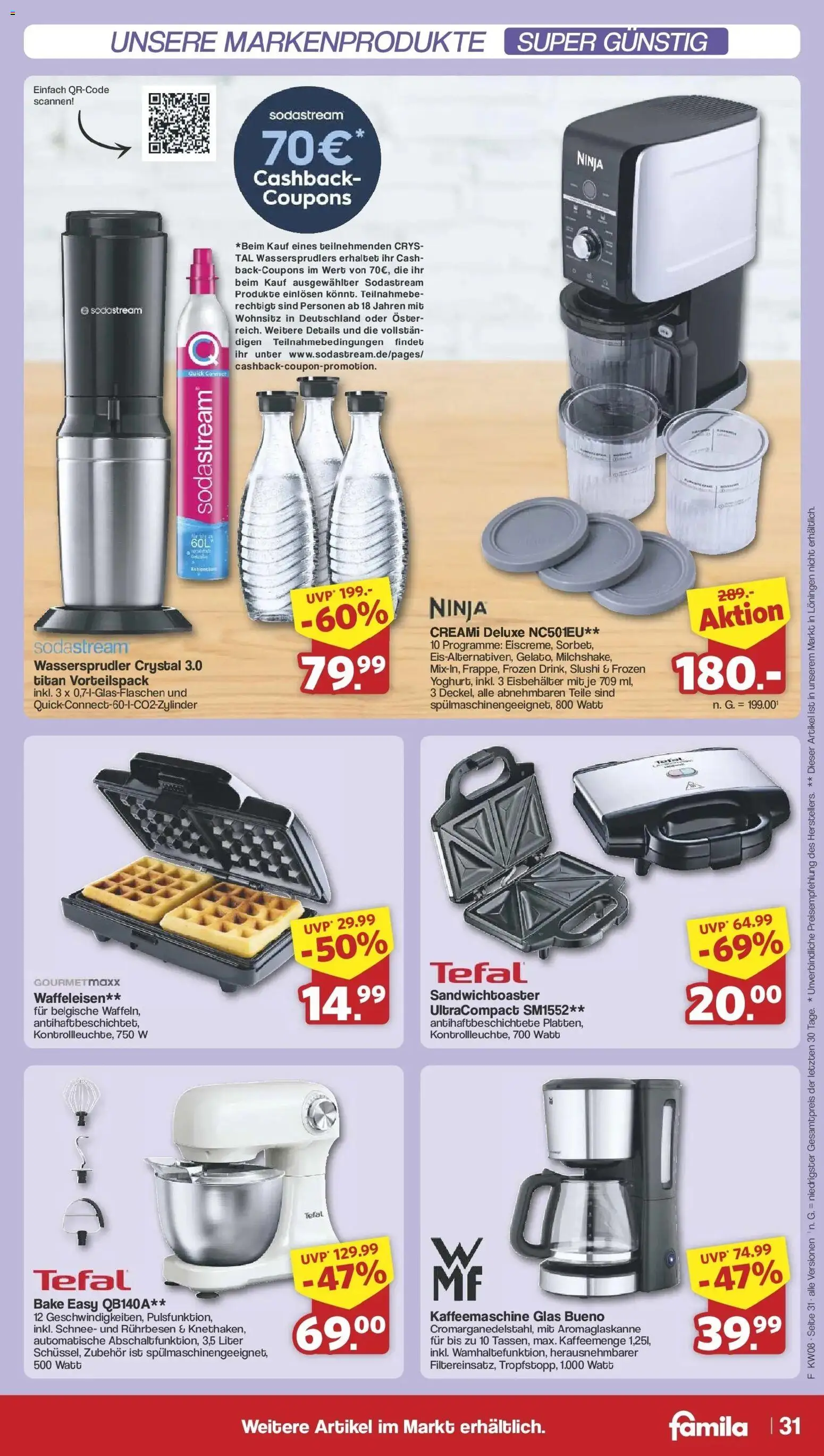 Famila Nordwest - Famila: Wochenangebote – gültig ab 16.02.2026 | Seite: 33 | Produkte: Kaffeemaschine, Rührbesen, Waffeleisen, Sodastream