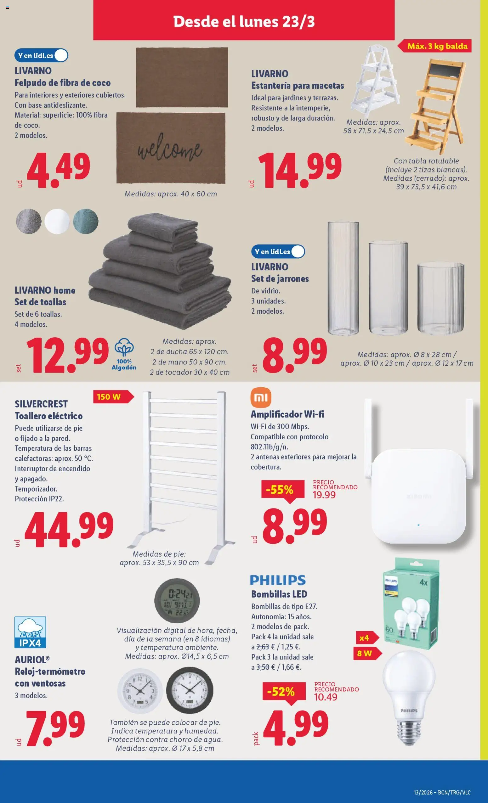 Lidl folleto de bazar │ válido desde el 23.03.2026 | Página: 13 | Productos: Toallero, Τυρόπιτα, Ducha, Felpudo