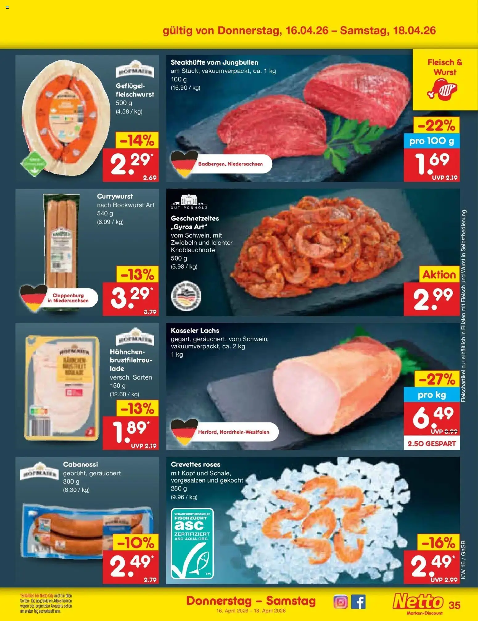 Netto Marken-Discount Prospekt Bremen-Lesum	 – gültig ab 13.04.2026 | Seite: 53 | Produkte: Bockwurst, Hahnchen, Zwiebeln, Fleisch
