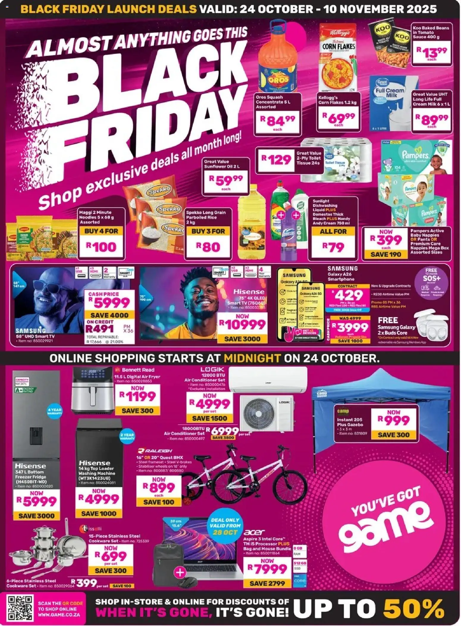 Game - Almost Anything Goes This Black Friday valid from 24.10.2025 | Page: 1 | Products: Tv, Conditioner, Cream, Freezer