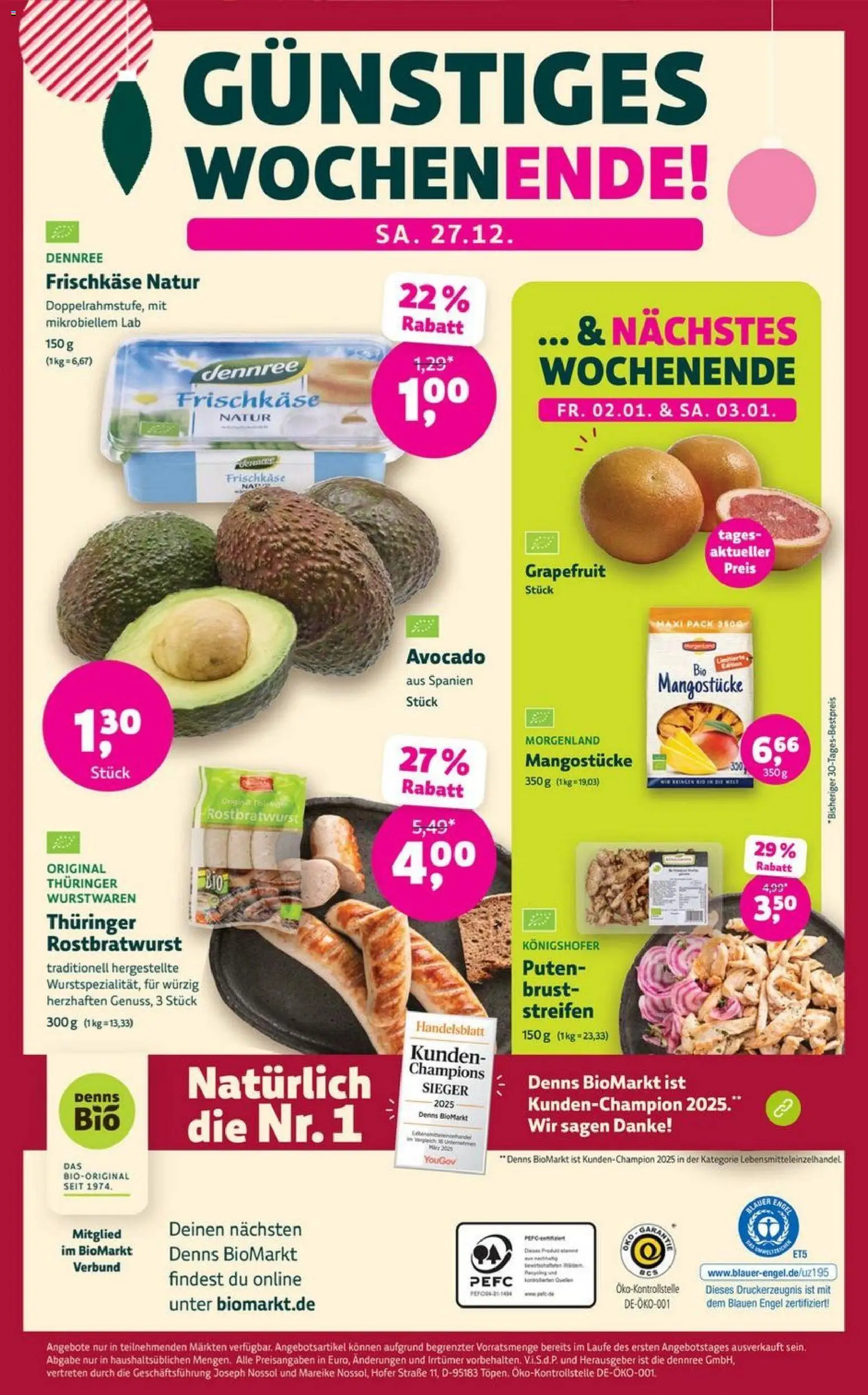 Denns BioMarkt Angebote – gültig ab 17.12.2025 | Seite: 16 | Produkte: Avocado, Grapefruit, Frischkase