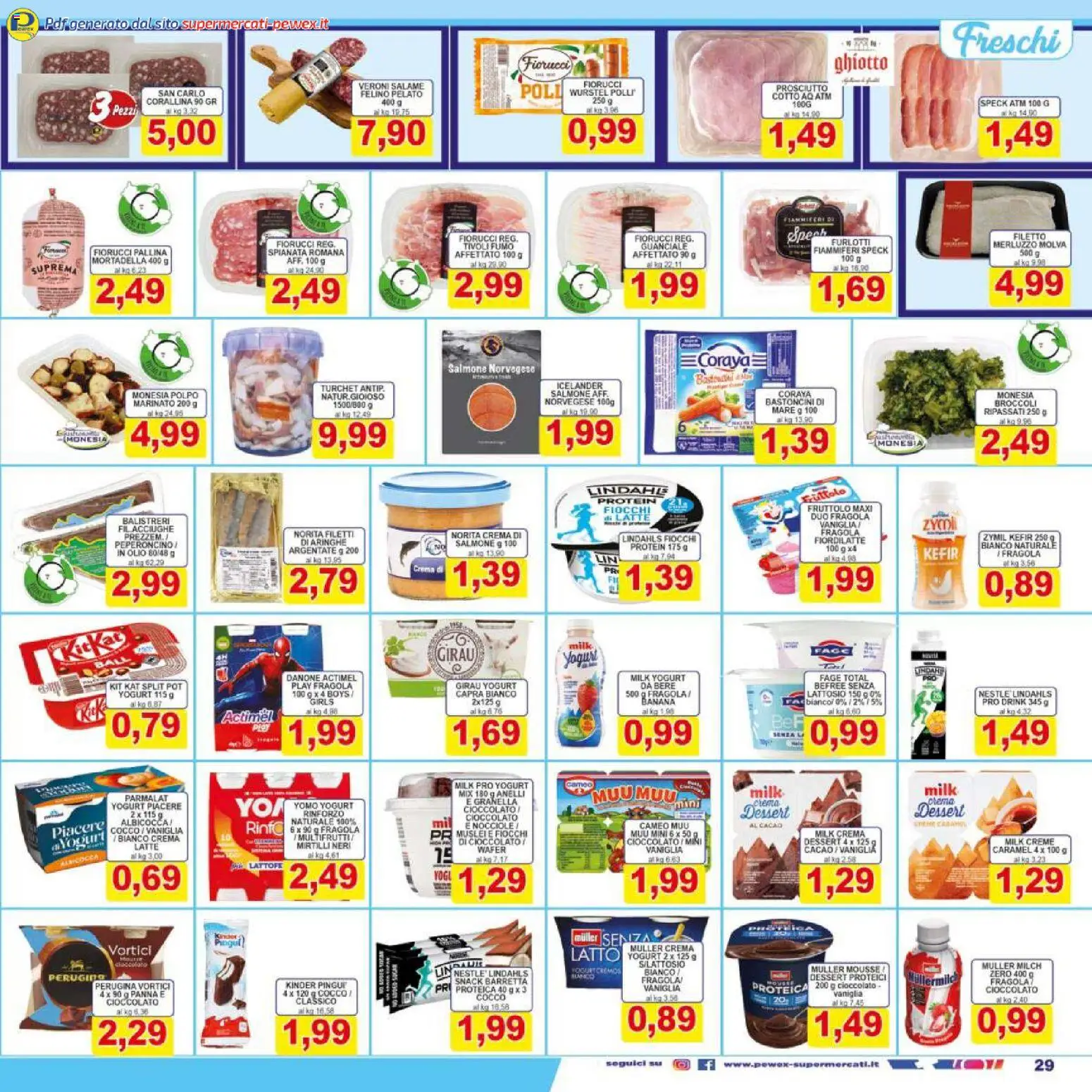 Volantino Pewex del 17.03.2026 | Pagina: 29 | Prodotti: Salmone, Wurstel, Mortadella, Cocco