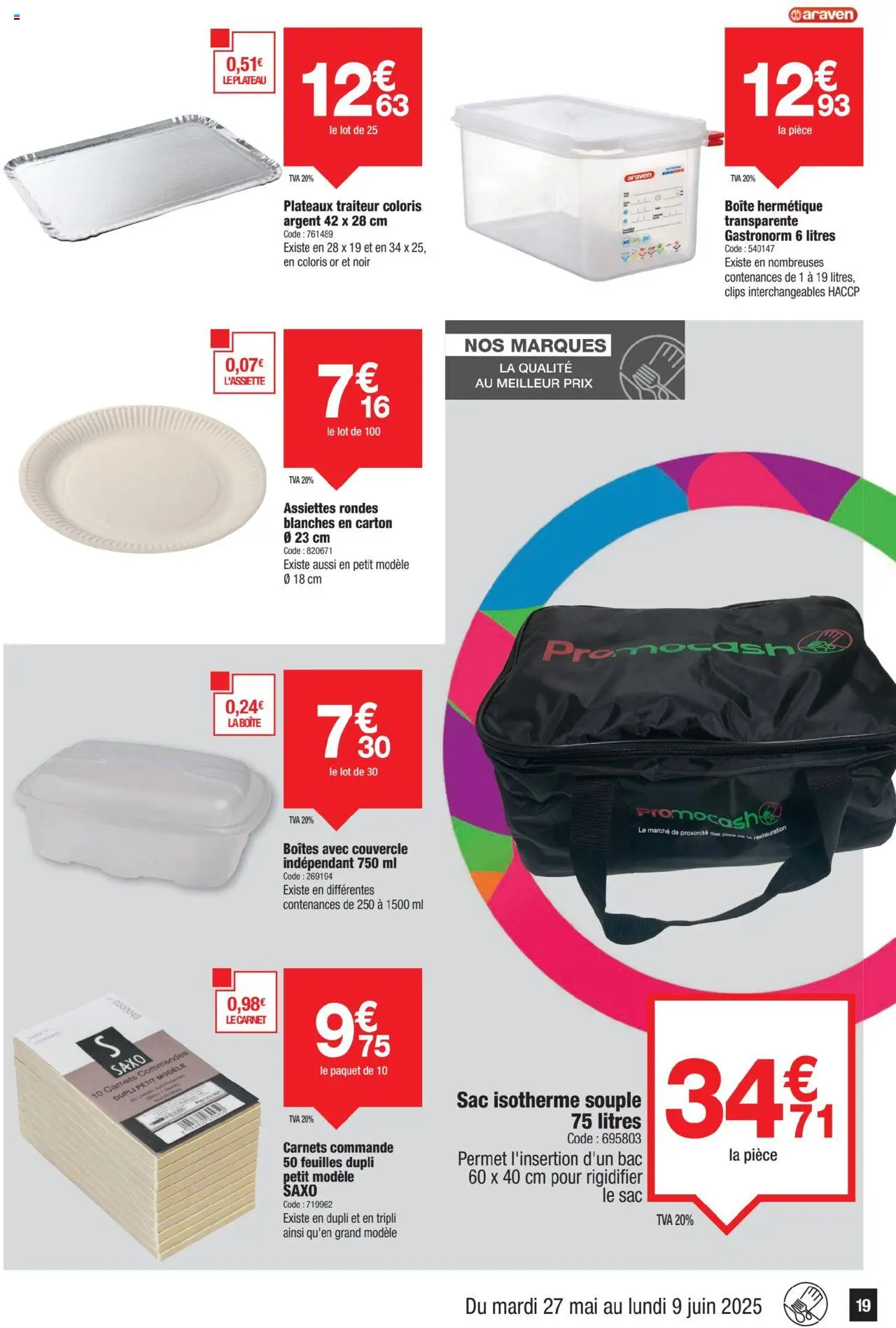  | Page: 19 | Produits: Carnets, Sac isotherme, Sac, Plateau