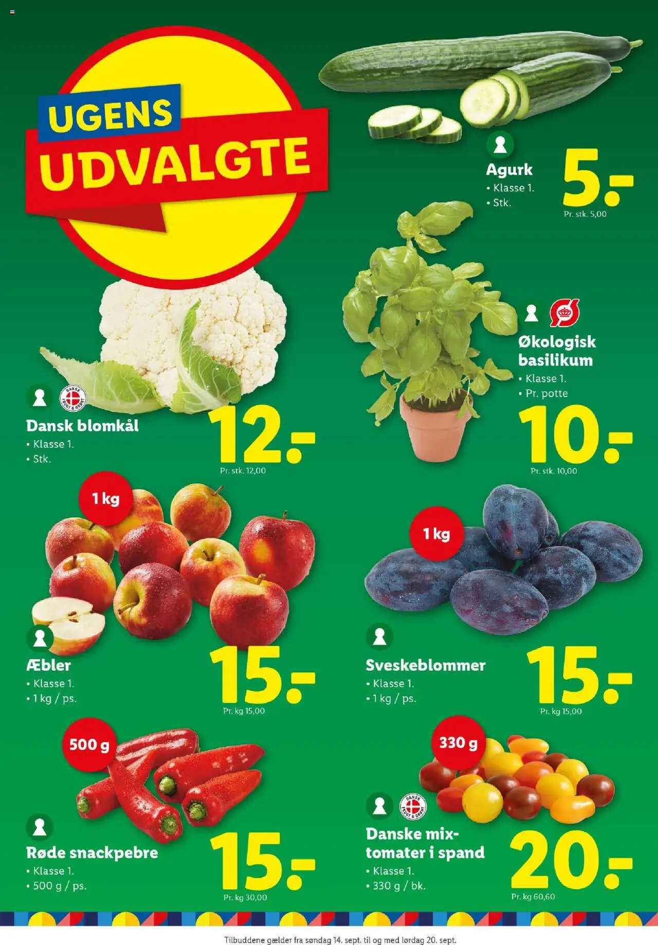 Lidl tilbudsavis – gyldig fra 18.09.2025 | Side: 14 | Produkter: Æbler, Tomater, Blomkål, Basilikum