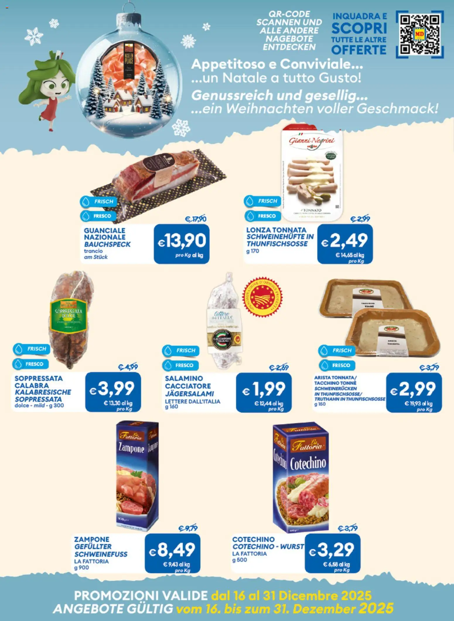 Volantino MD Discount del 16.12.2025 | Pagina: 6 | Prodotti: Tacchino, Cotechino, Guanciale