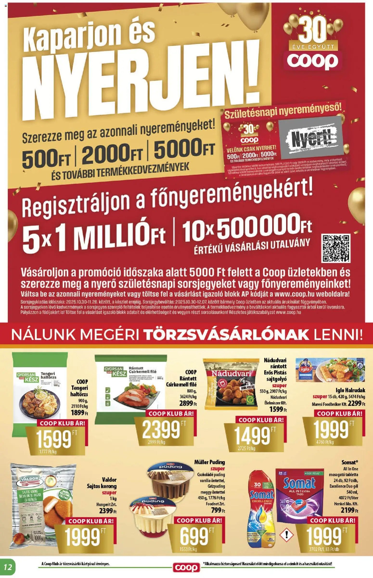 COOP akciós ujság - amely érvényes a következő dátumtól: 13.11.2025 | Oldal: 12 | Termékek: Puding, Somat, Margarin, Csirkemell