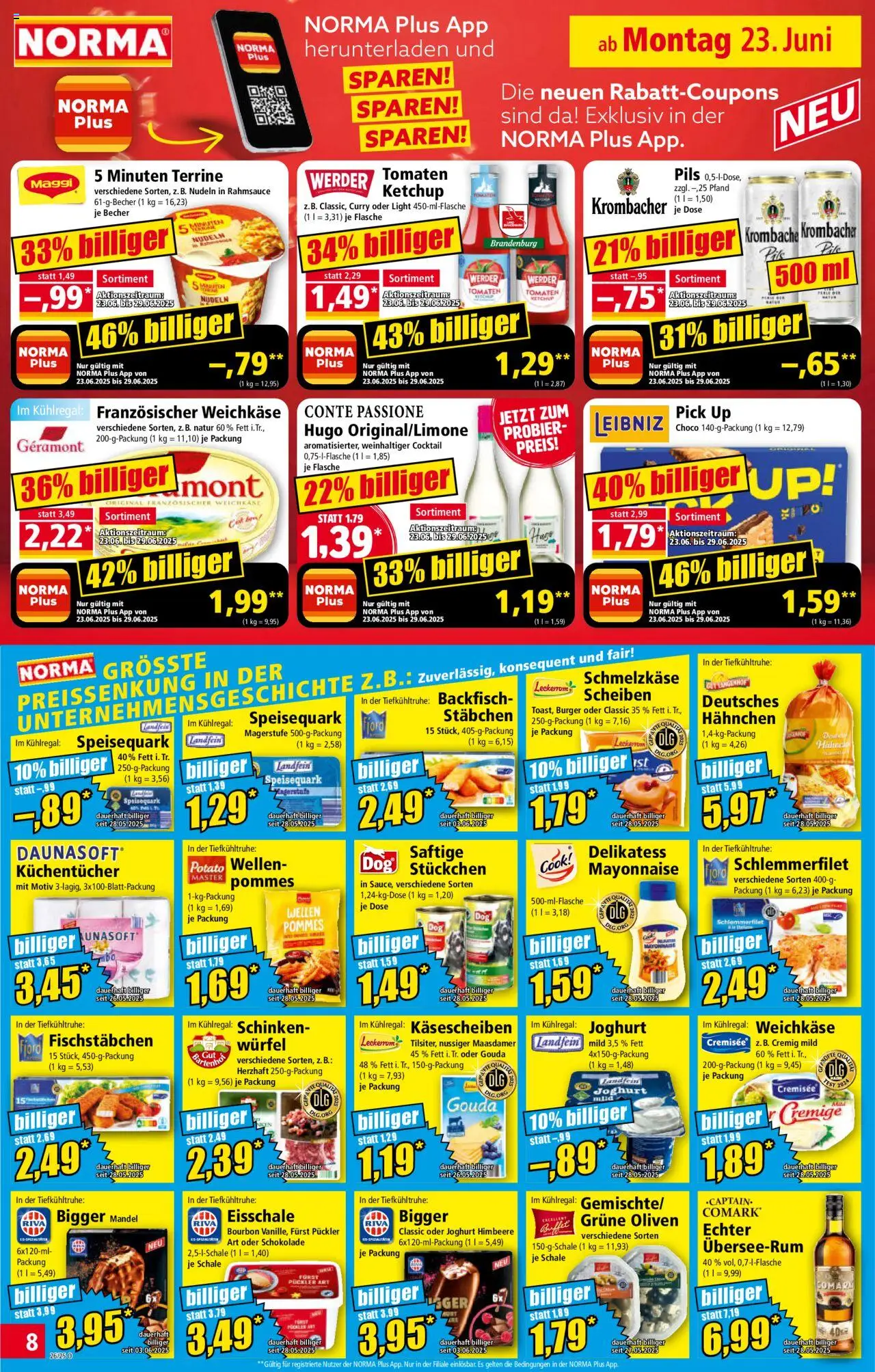 Norma Prospekt 	 - gültig ab dem 23.06.2025 | Seite: 9 | Produkte: Pommes, Mayonnaise, Himbeere, Schinken