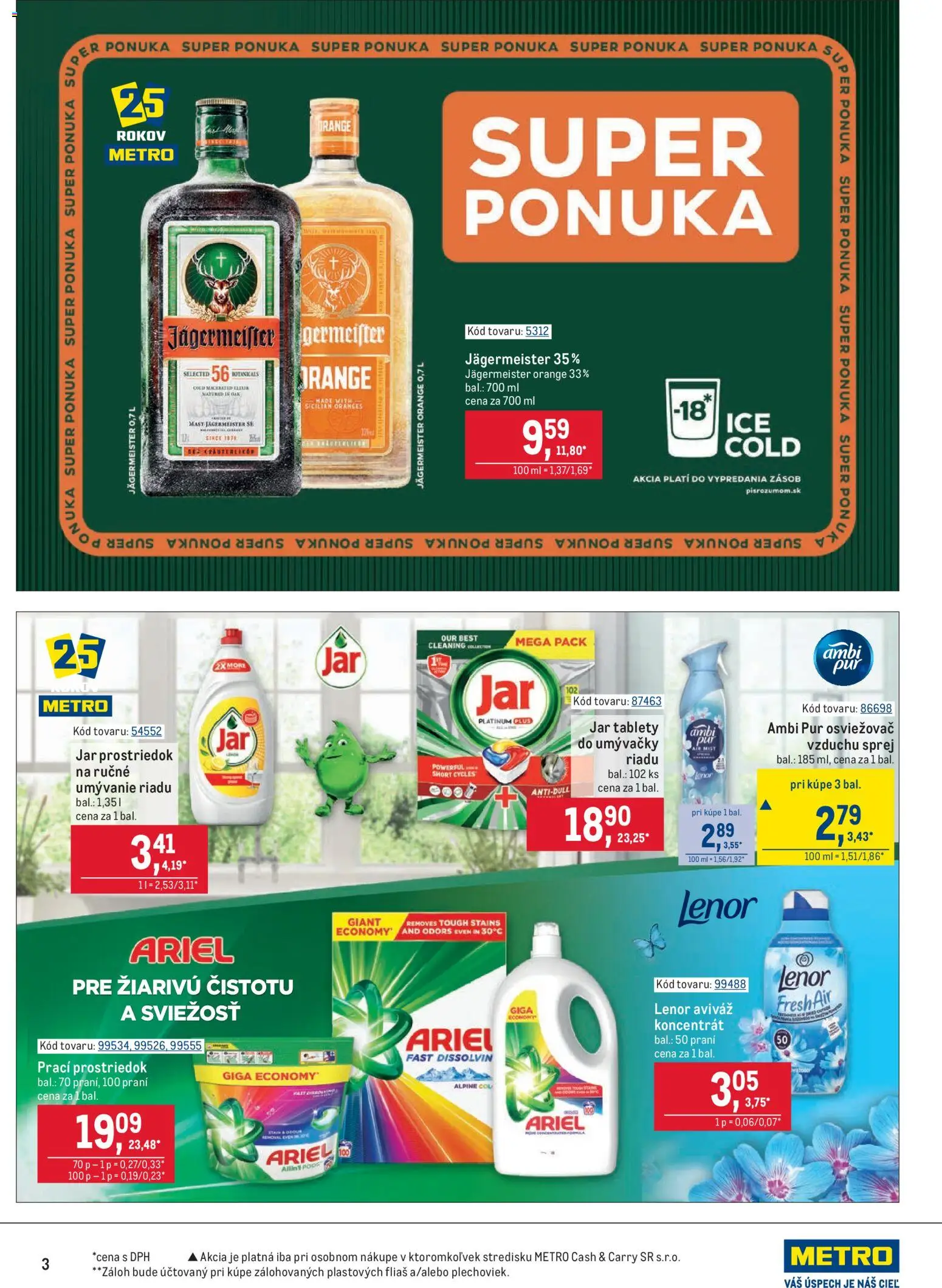 Nové Metro akcie – leták je platný od 05.11.2025 | Strana: 3 | Produkty: Jägermeister, Aviváž, Jar, Lenor