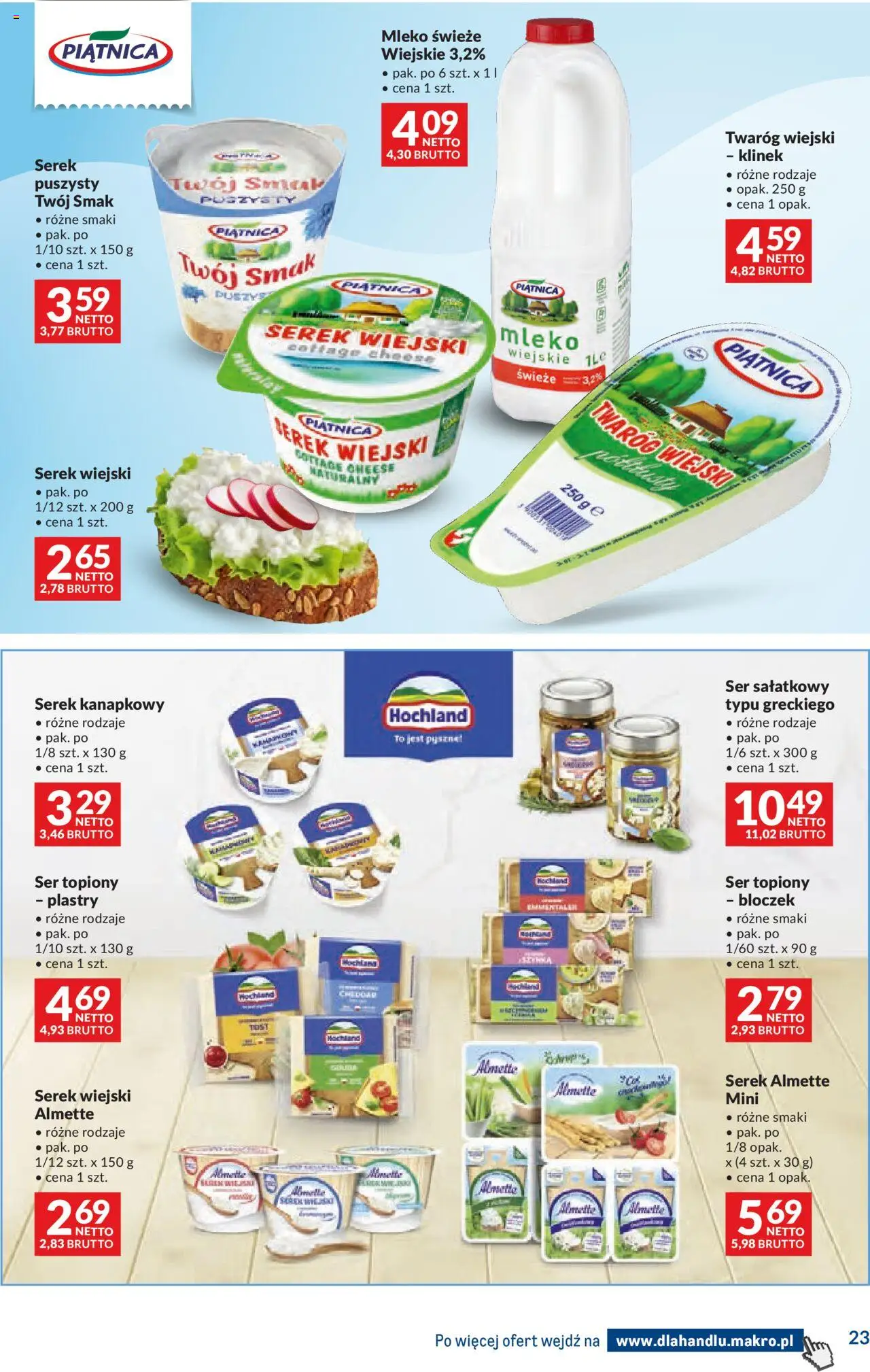 Makro Gazetka - Dystrybucja do sklepów od 16.09.2025 | Strona: 23 | Produkty: Ser topiony, Serek, Ser, Twaróg