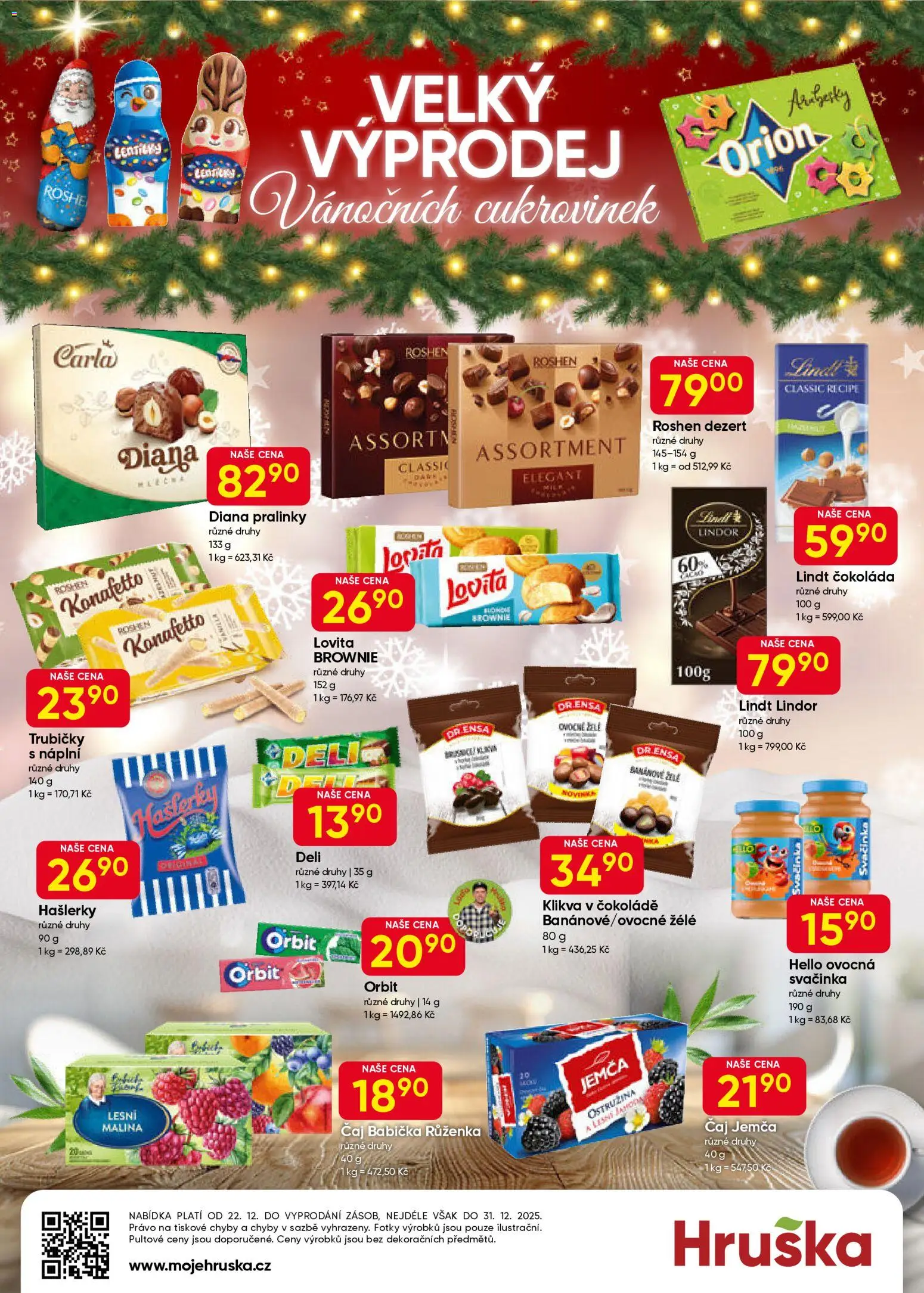 Hruška leták od 22.12.2025 | Strana: 12 | Produkty: Lindor, Čokoláda, Lindt lindor, Lentilky