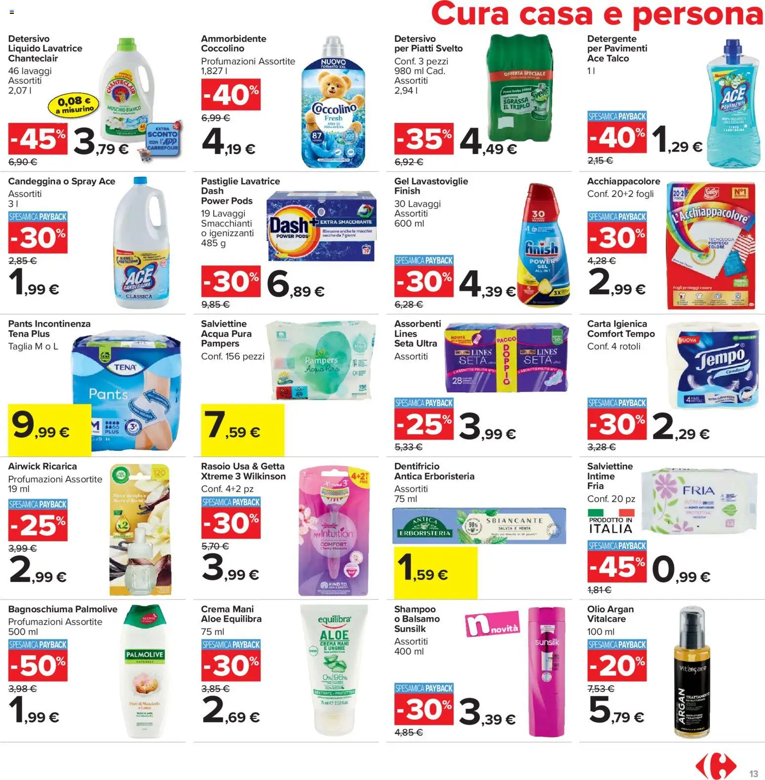 Volantino Carrefour del 02.03.2026 | Pagina: 13 | Prodotti: Crema, Talco, Lavatrice, Pampers