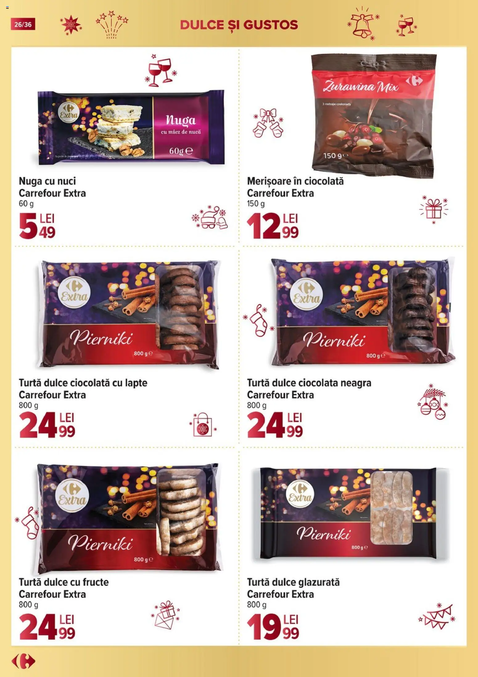 Noul catalog Carrefour – valabil de la 19.11.2025 | Pagină: 26 | Produse: Ciocolată, Nuci, Turtă dulce, Fructe