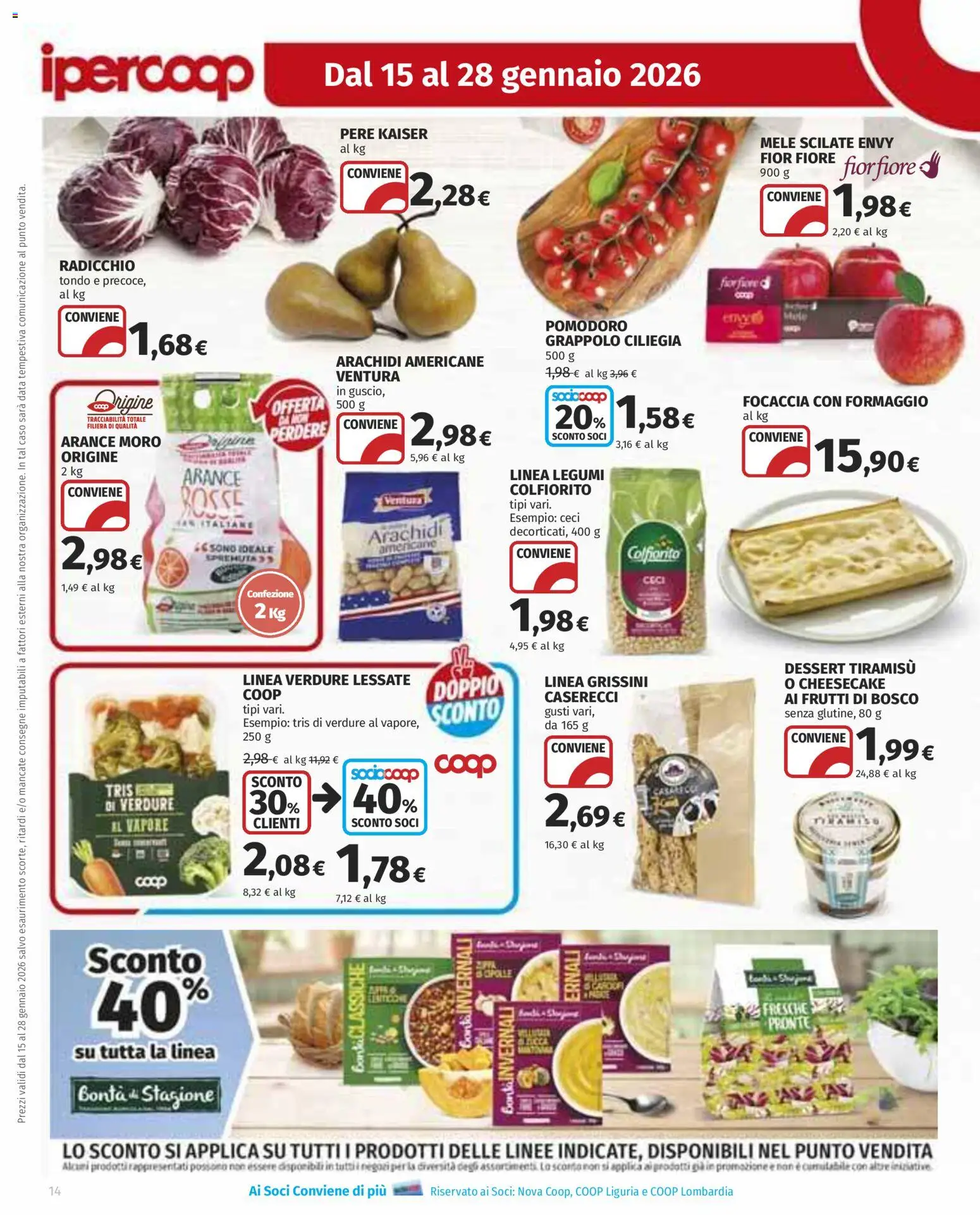 Volantino Ipercoop del 15.01.2026 | Pagina: 14 | Prodotti: Ceci, Cipolle, Verdure, Grissini
