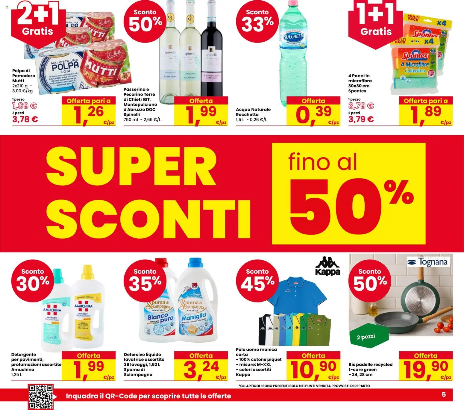 Volantino Despar del 05.03.2026 | Pagina: 5 | Prodotti: Pomodoro, Acqua naturale, Mutti, Pecorino