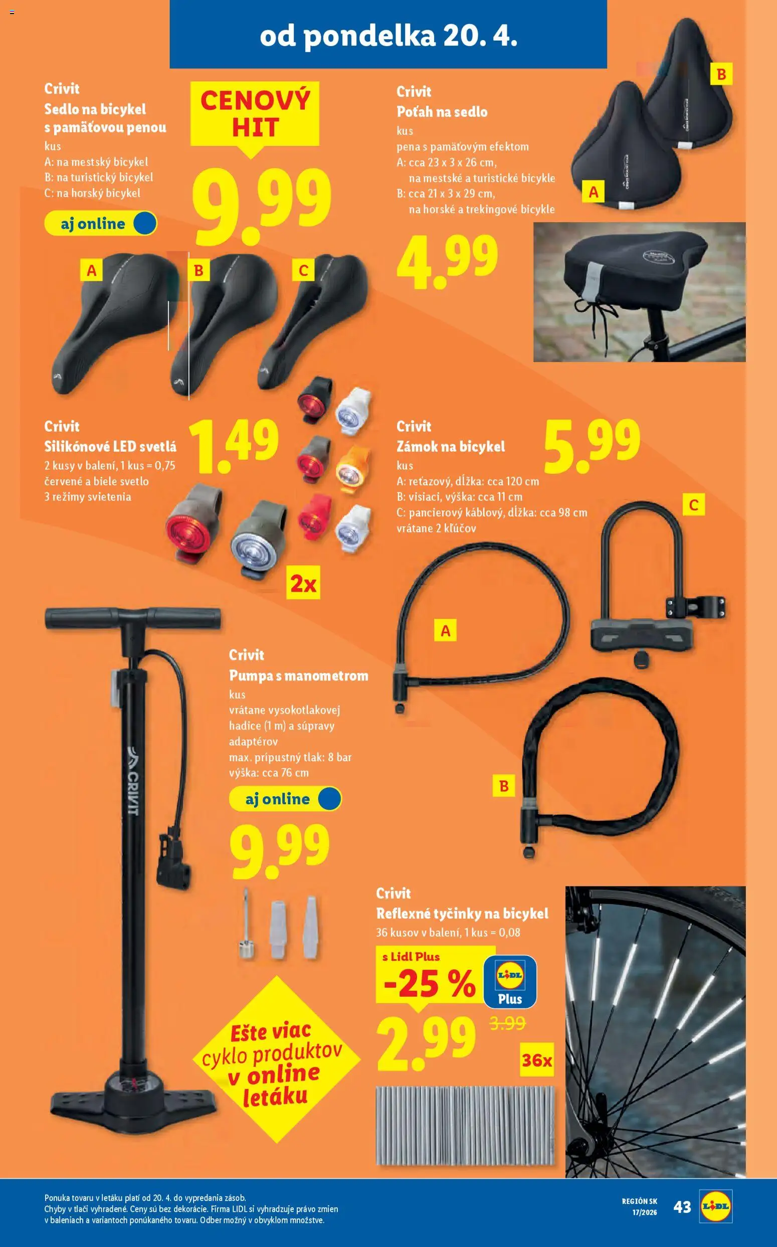 Nové Lidl akcie – leták je platný od 20.04.2026 | Strana: 50 | Produkty: Pumpa, Led svetlá, Svetlo