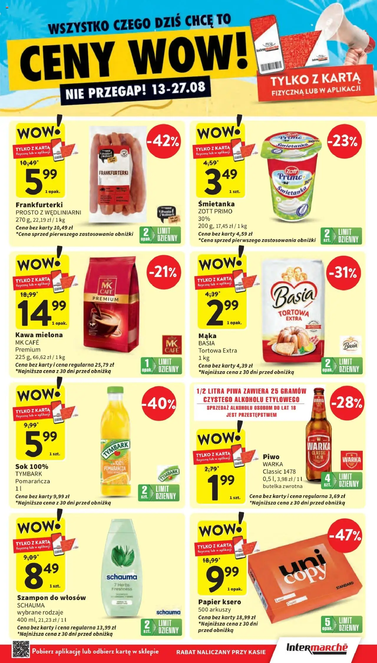Intermarche Gazetka od 13.08.2025 | Strona: 5 | Produkty: Karta, Sok, Szampon, Papier ksero
