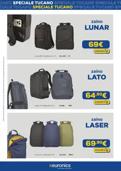 Anteprima del volantino Euronics Tucano catalogo valido a partire dal 01.12.2025 | Pagina: 3 | Prodotti: Zaino, Laptop, Macbook
