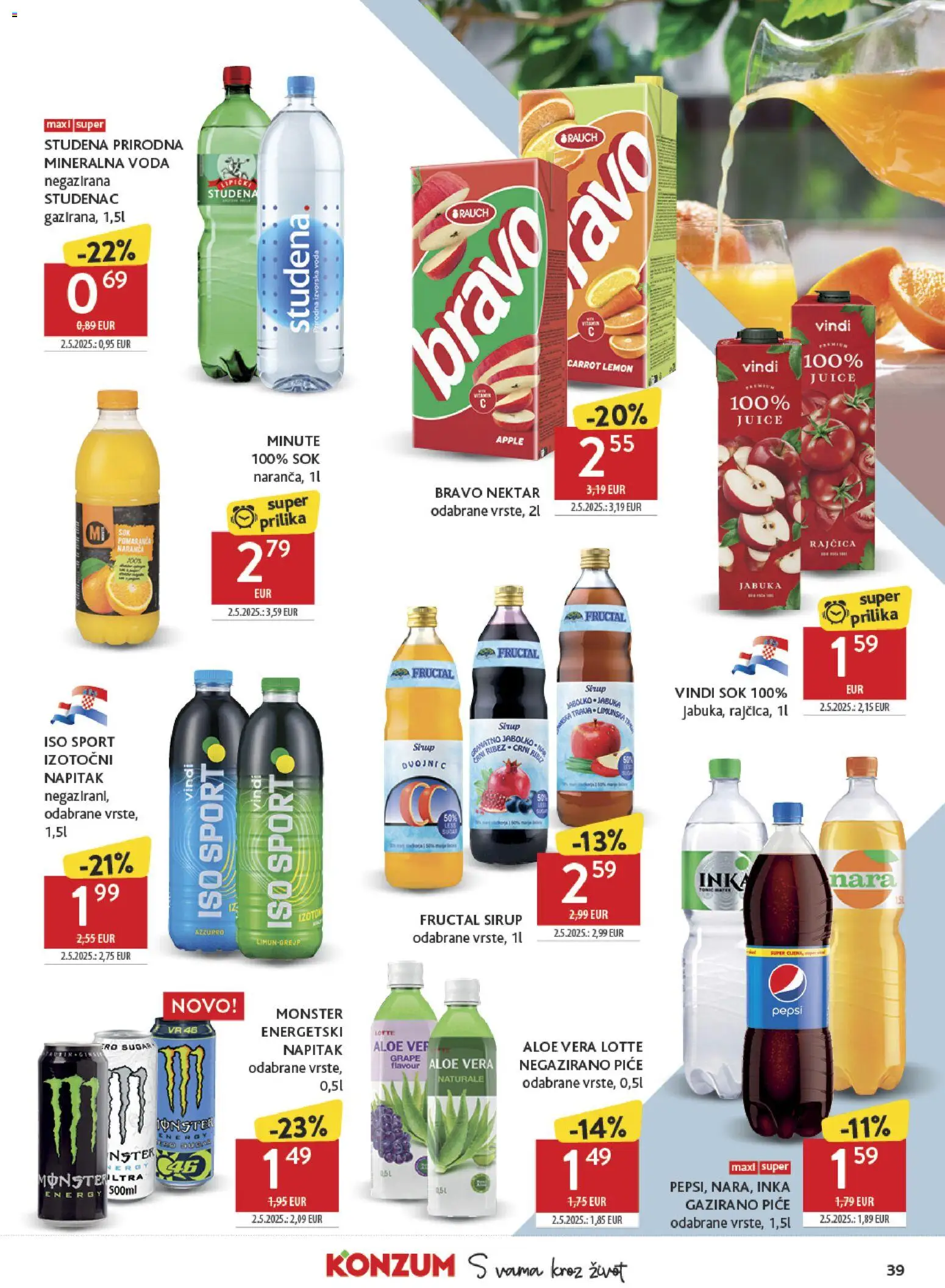 Konzum HR akciós ujság - amely érvényes a következő dátumtól: 25.02.2026 | Oldal: 39 | Termékek: Pepsi, Aloe vera