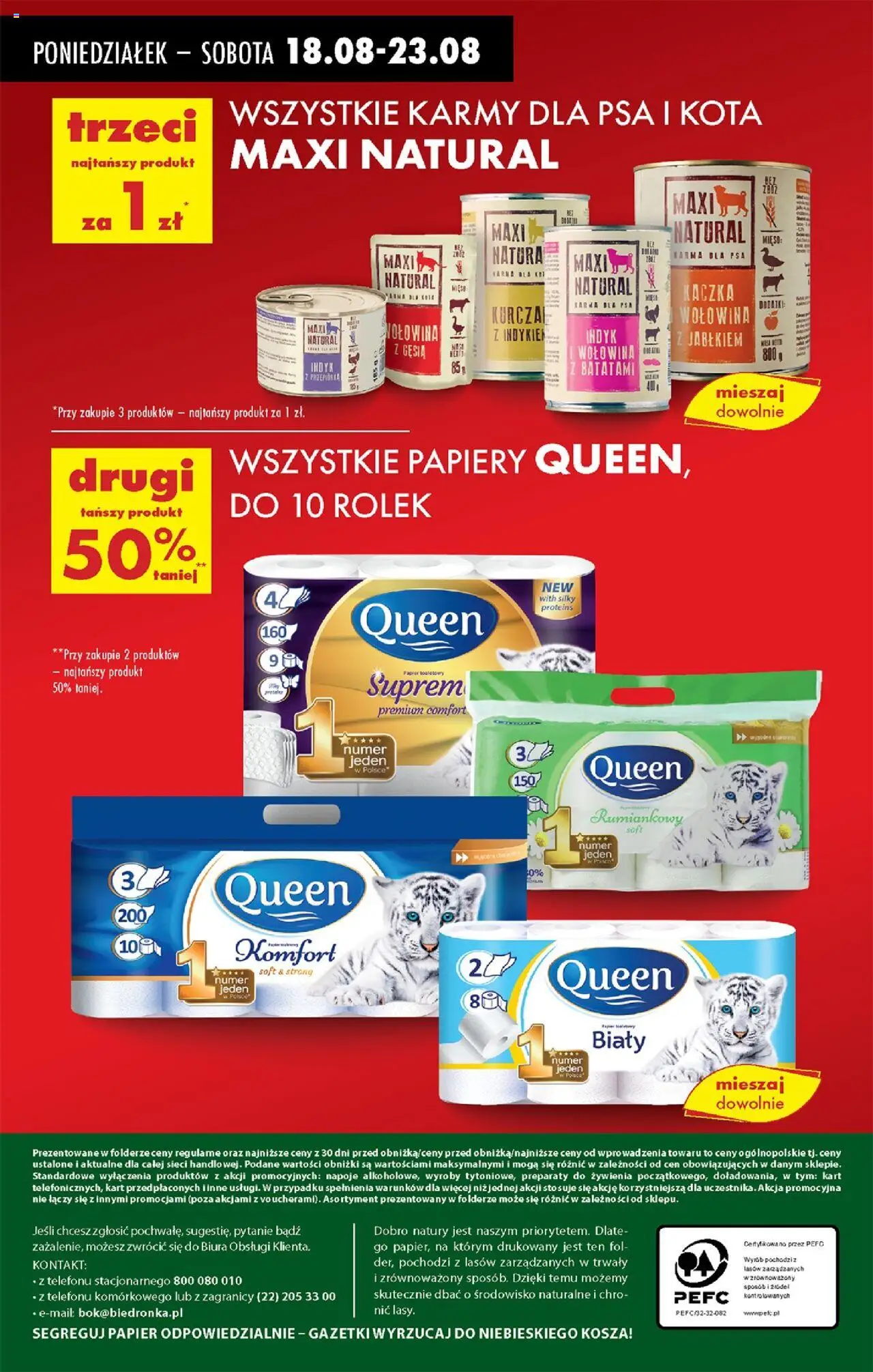 Biedronka gazetka od 18.08.2025 | Strona: 68 | Produkty: Papier toaletowy, Napoje, Kaczka, Karma dla psa