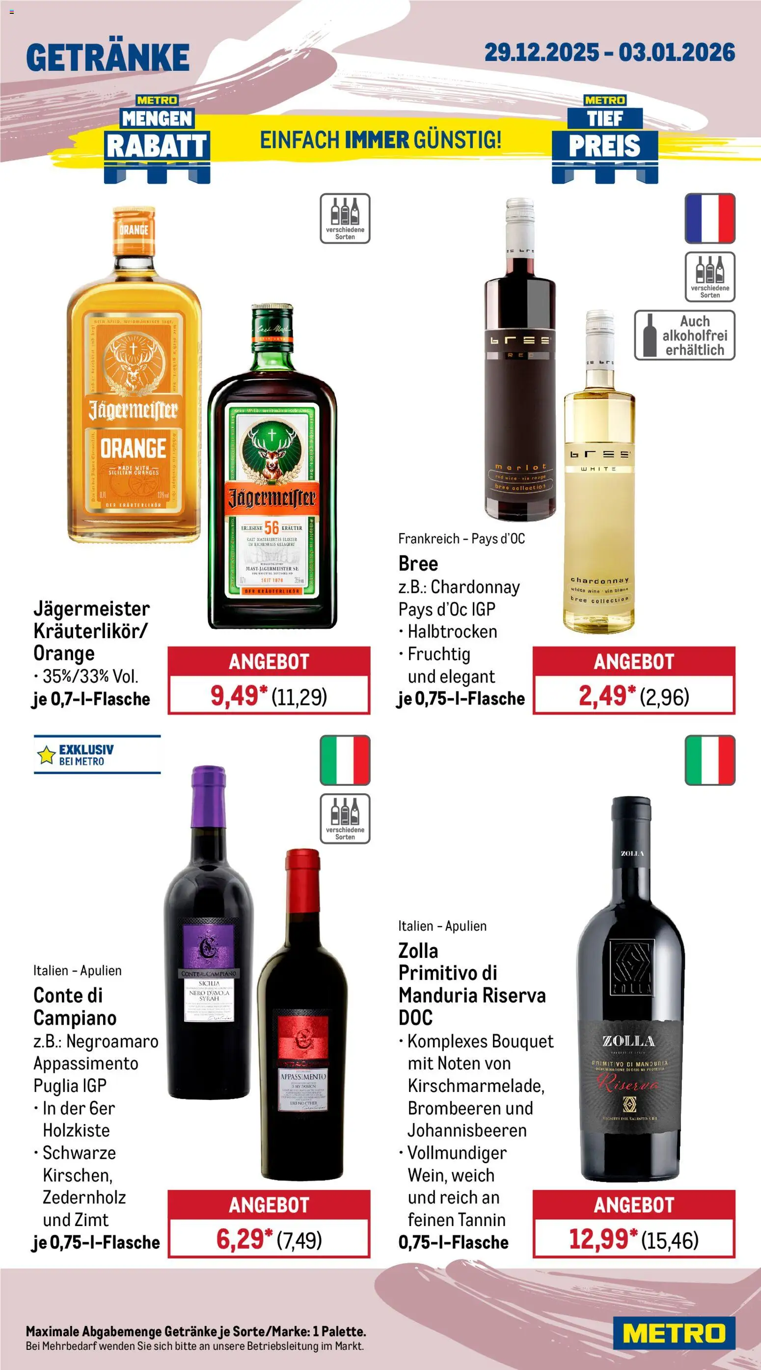 Metro Prospekt 	 – gültig ab 29.12.2025 | Seite: 14 | Produkte: Merlot, Bree, Rouge, Jägermeister
