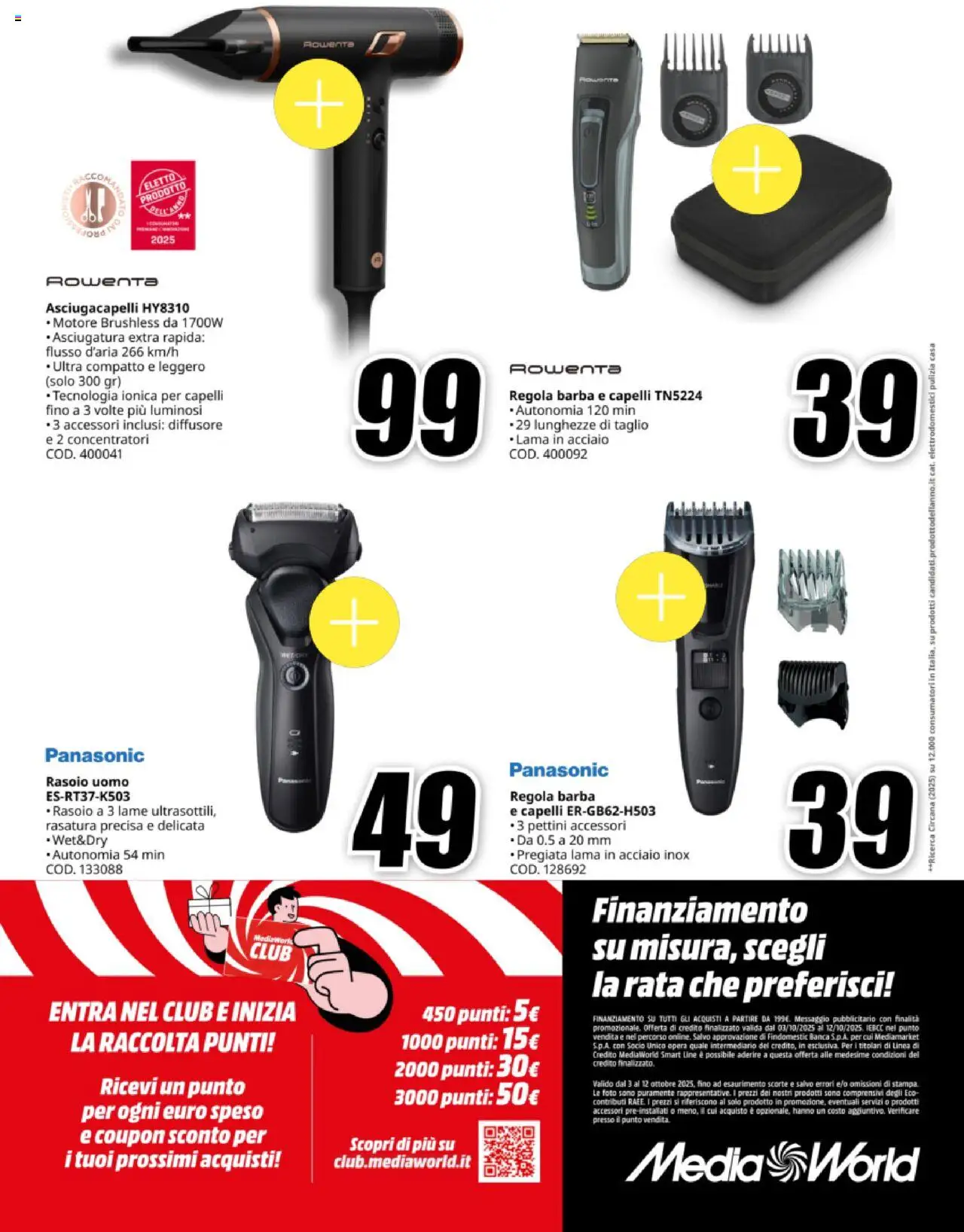 Volantino Media World del 03.10.2025 | Pagina: 8 | Prodotti: Rasoio, Asciugacapelli