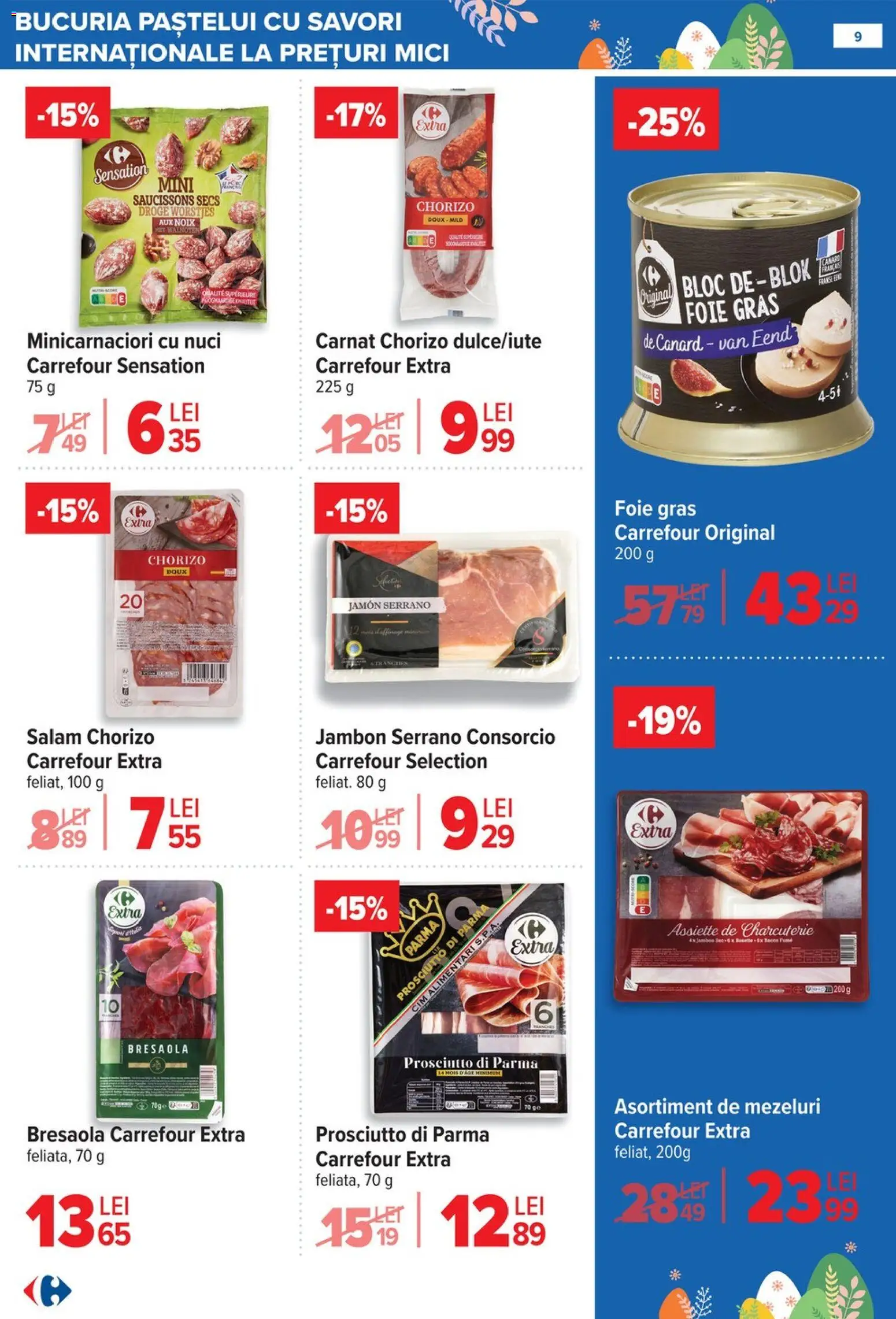 Noul catalog Carrefour – valabil de la 25.03.2026 | Pagină: 9 | Produse: Mici, Salam, Nuci