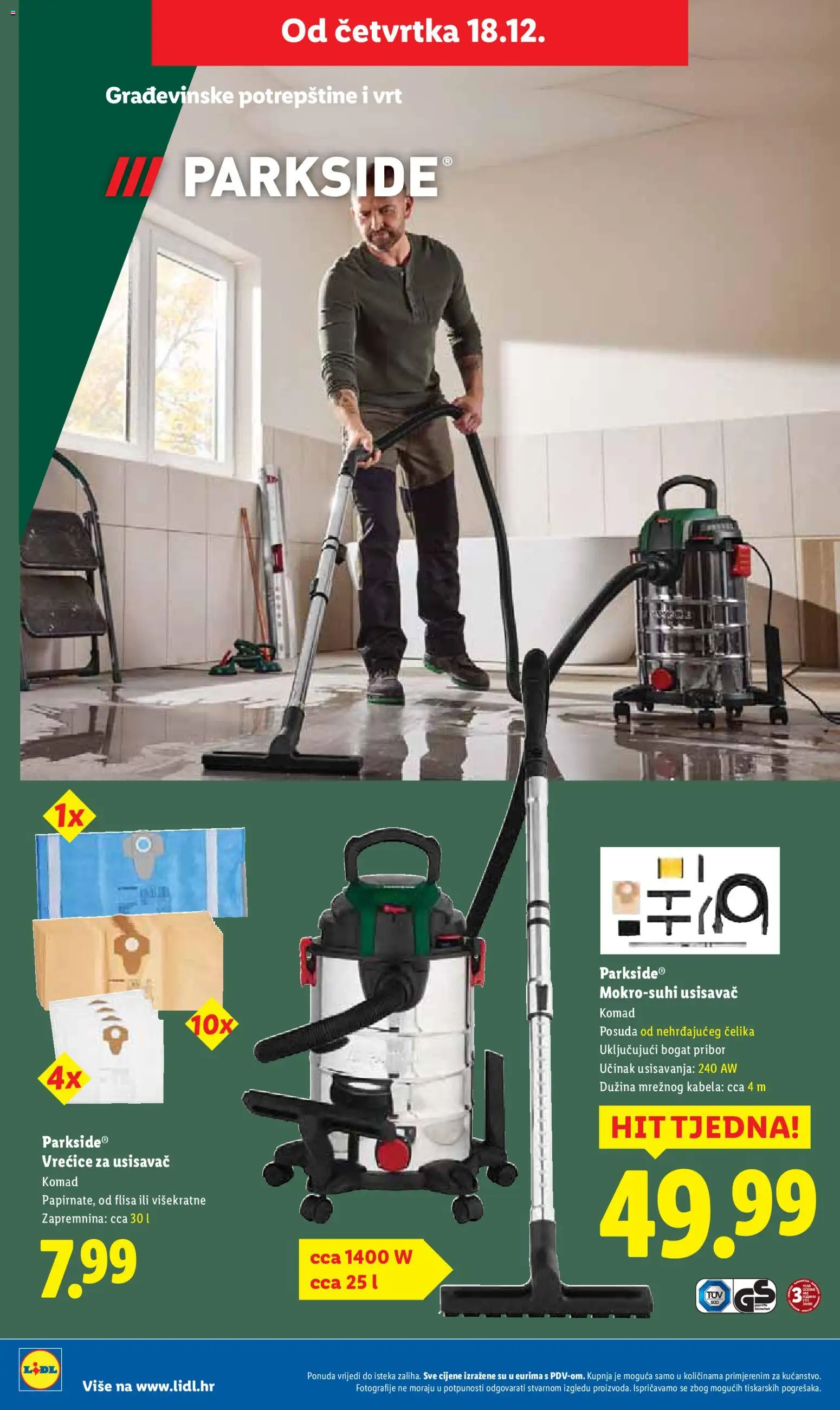 Lidl katalog | vrijedi od 18.12.2025 | Stranica: 14 | Proizvodi: Usisavač, Parkside